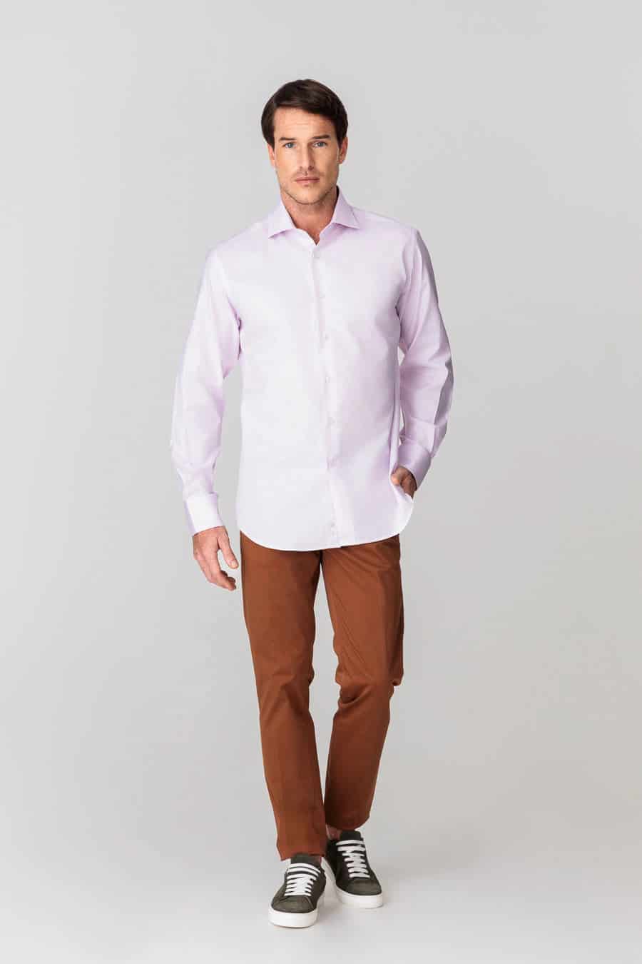 men’s cotton slim fit shirt lilac - miniatura 4
