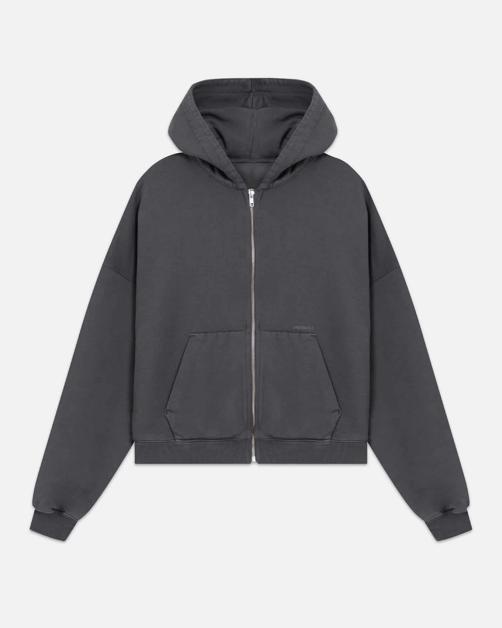 Line Basic Boxy Fit Zip Up Hoodie Dark Gray - miniatura 1