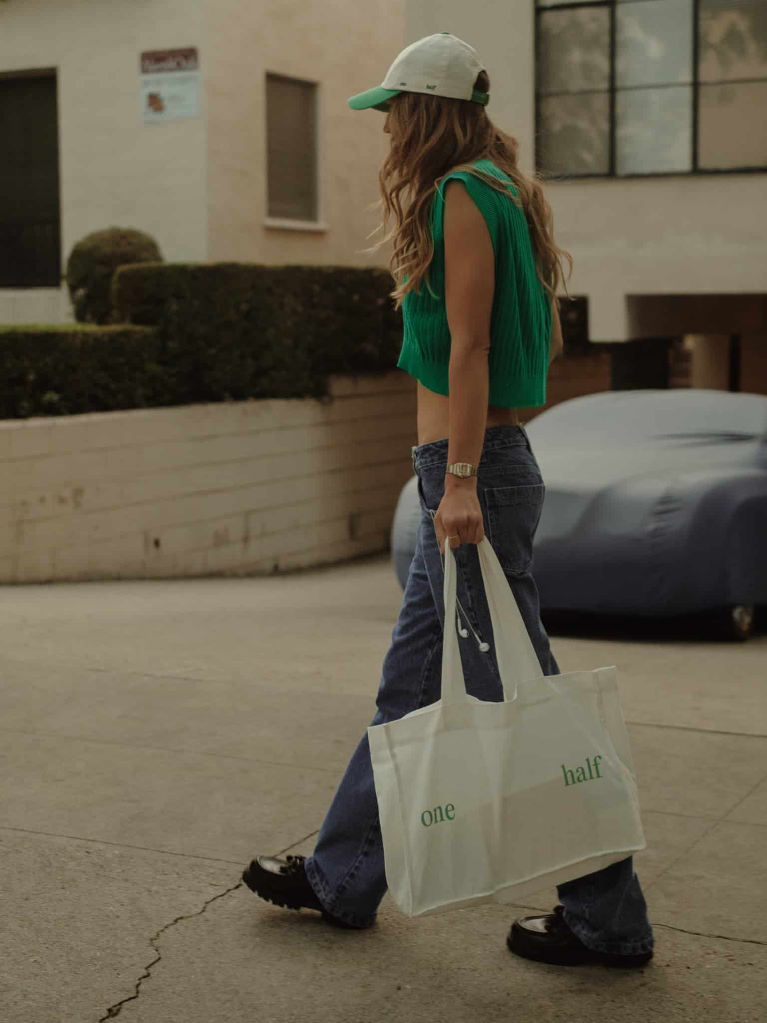 TOTE BAG - SOFT WHITE & BRIGHT GREEN - miniatura 1