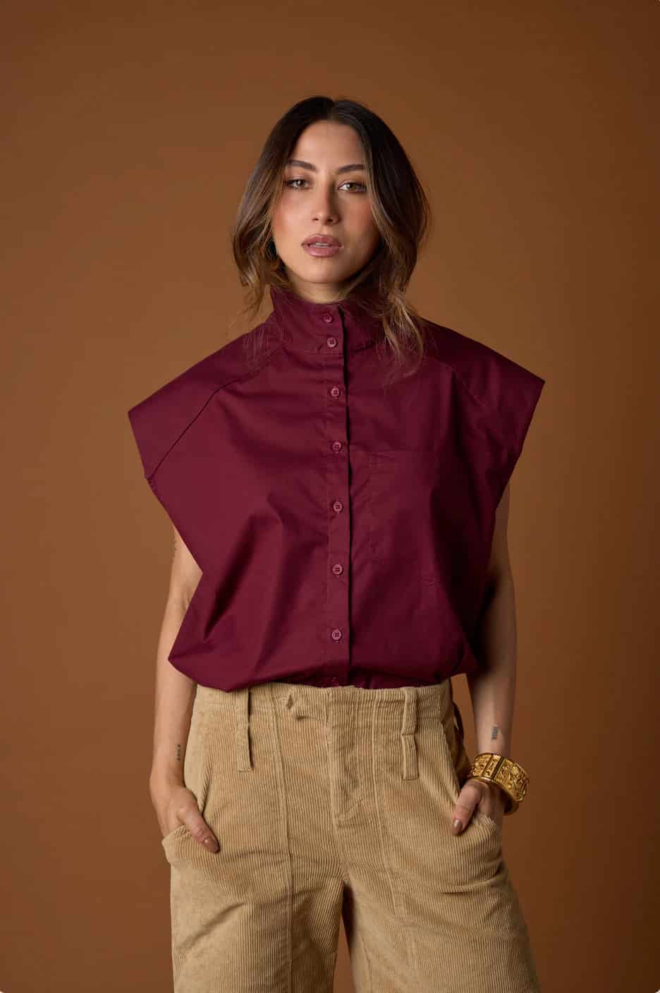 Tinto Funnel-Neck Shirt | Vino - miniatura 4