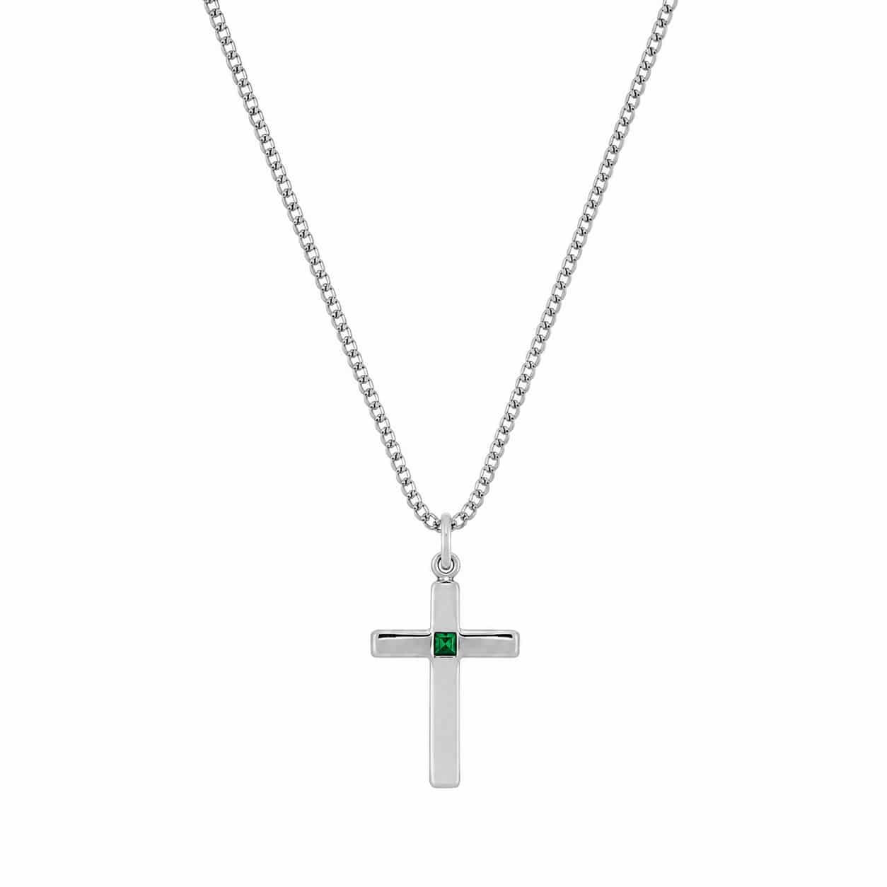 AXIS CROSS NECKLACE | CADENA CON DIJE EN FORMA DE CRUZ EN PLATA LEY 925 Y PIEDRA - miniatura 1