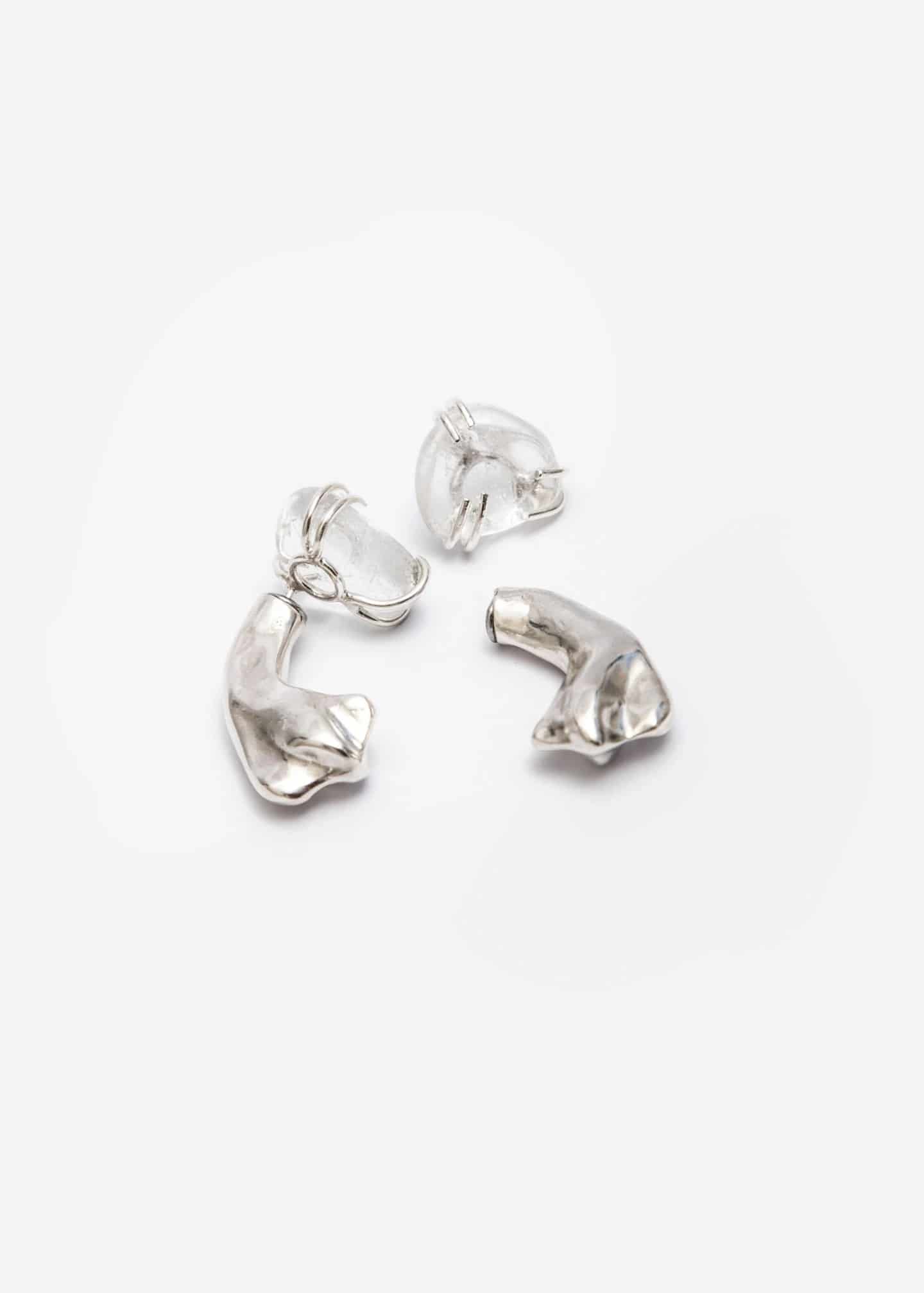 Aretes Cuarzo maxi Petal Curve Plata - miniatura 1