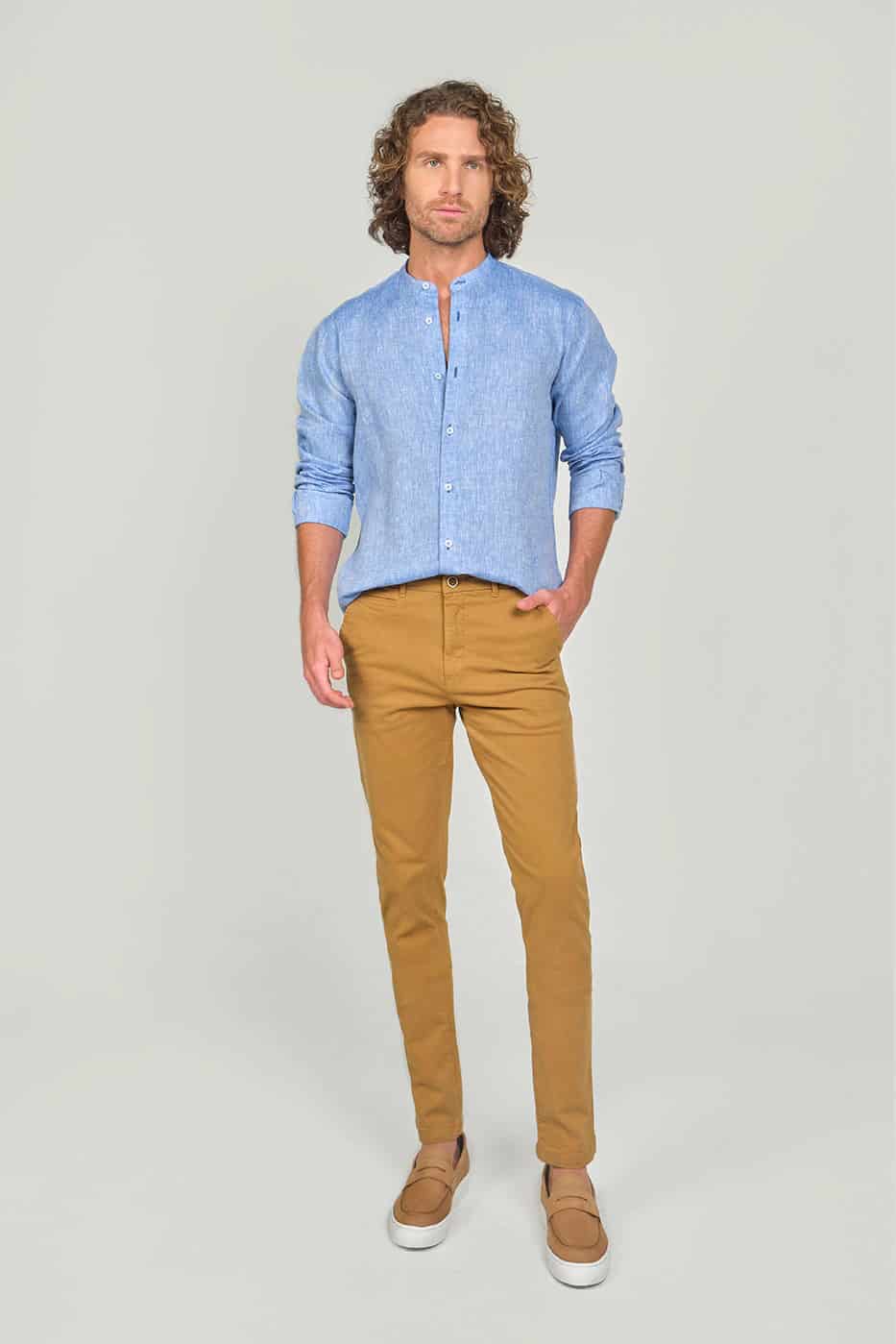 Pantalón Chino Slim Fit Dril Camel - miniatura 7