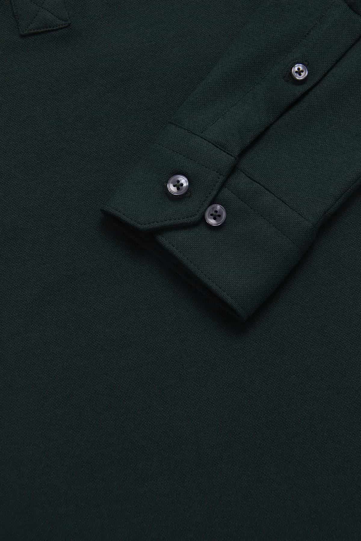 Camisa Piqué Polera Algodón Verde Botella - miniatura 3