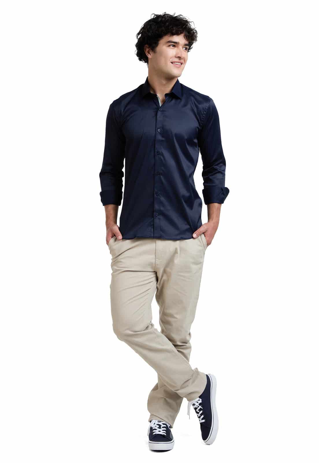 Camisa azul oscura con contraste interno - miniatura 4
