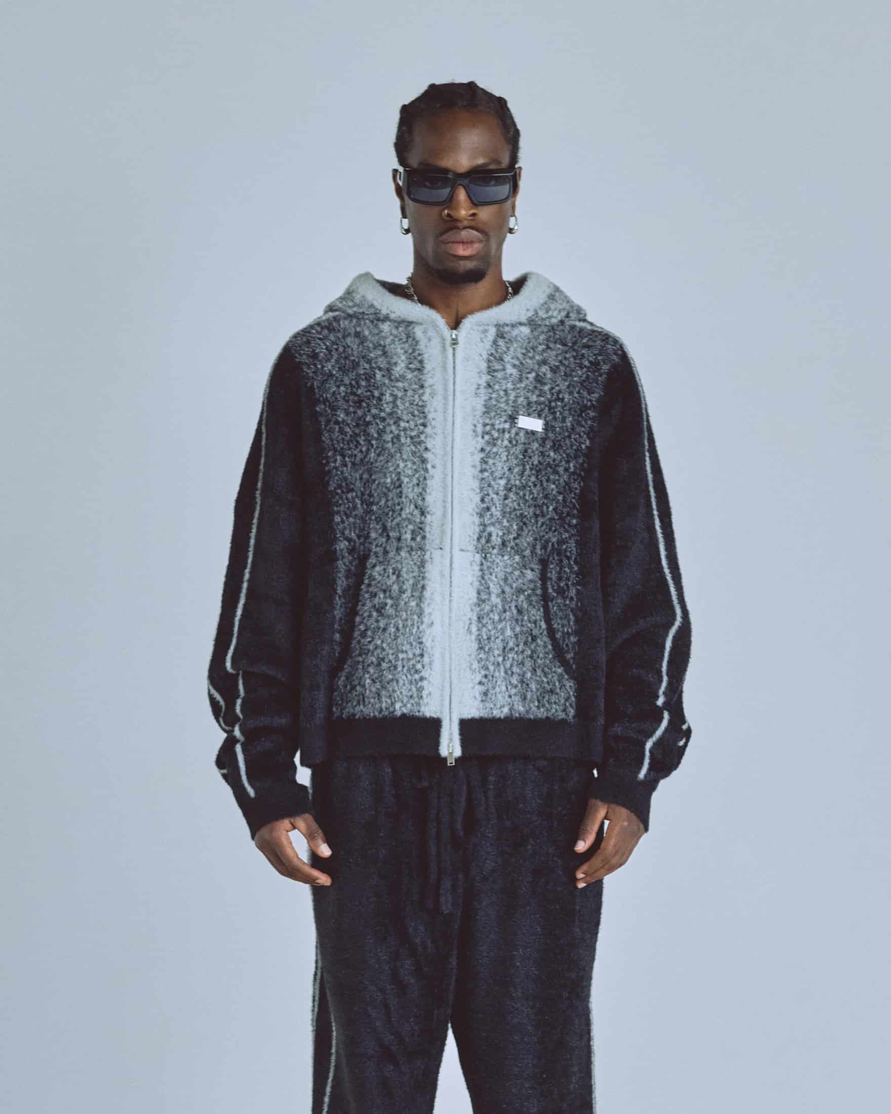 Basics Knit Zip Up Hoodie Bone/Black - miniatura 2