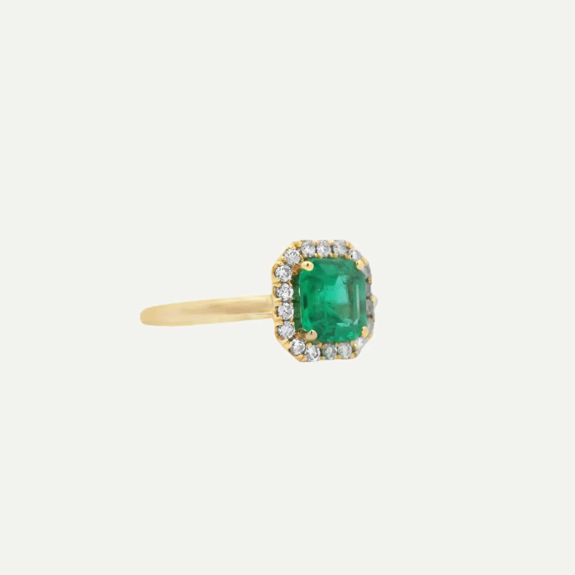 Anillo Halo Cuadrado Esmeralda premium - miniatura 9