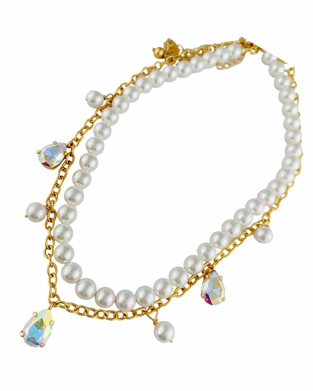 Collar doble perlas shell y cristales - miniatura 1