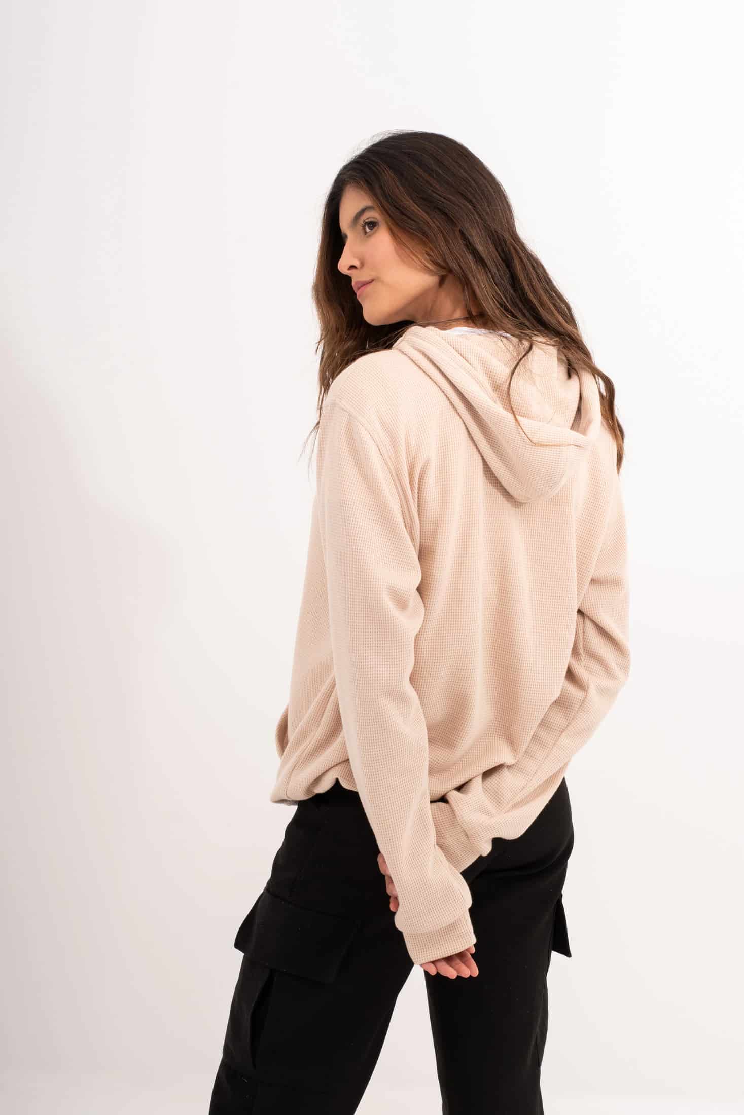 HOODIE BEIGE UNISEX- BÁSICO - miniatura 2