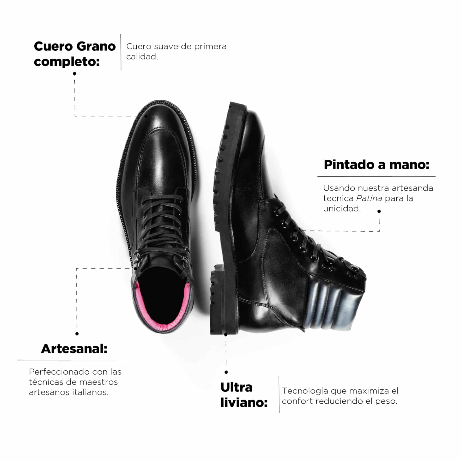 Bota Rocco Negro-Gris Suela Ultraliviana - miniatura 4
