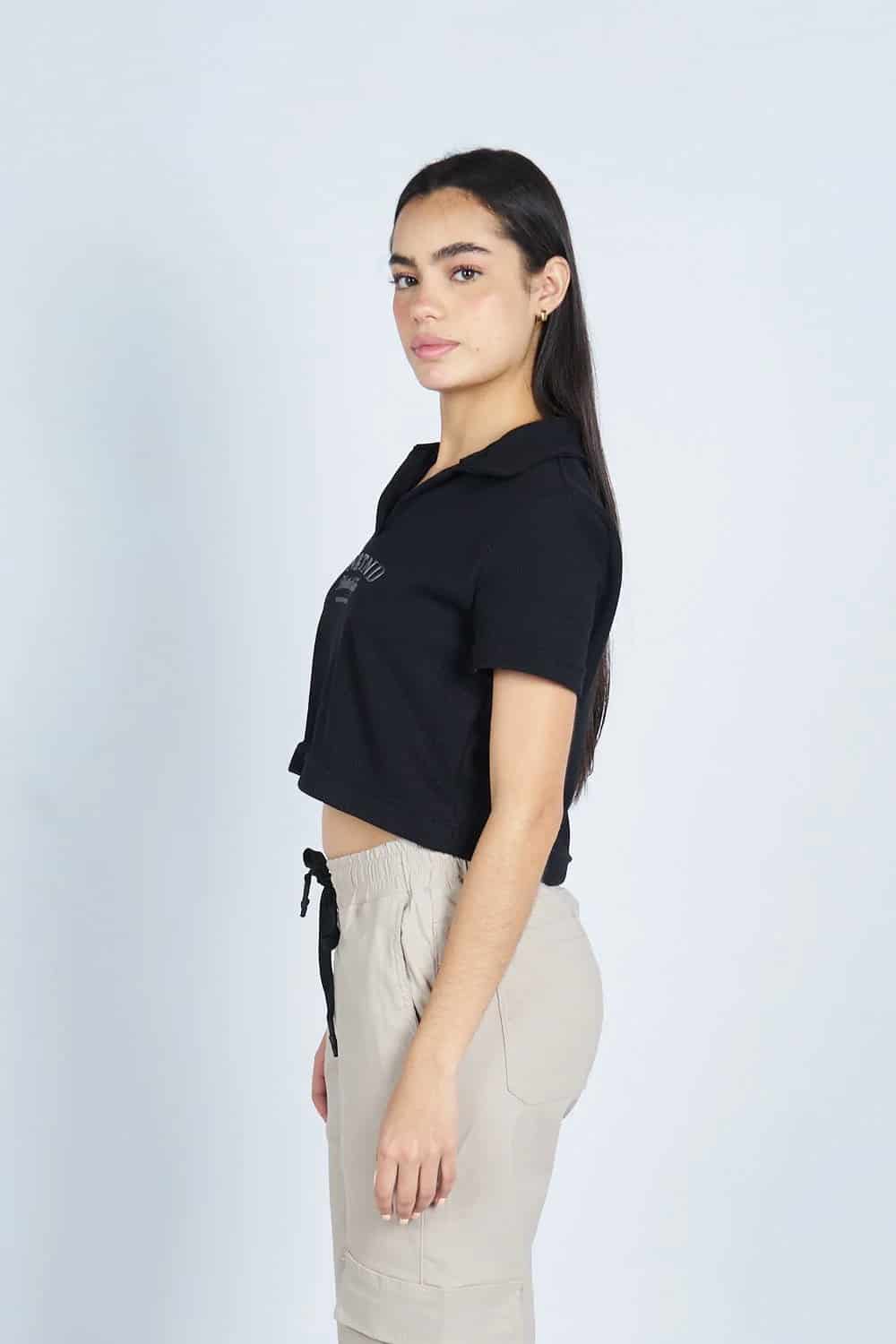 Lounge cropped Polo textura Negra | Drop 03 | - miniatura 5