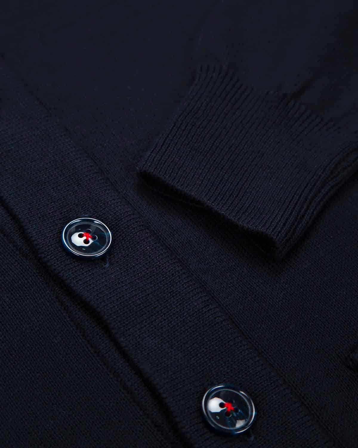 Chaqueta Punto Botón Contraste Algodón Azul Oscuro - miniatura 5