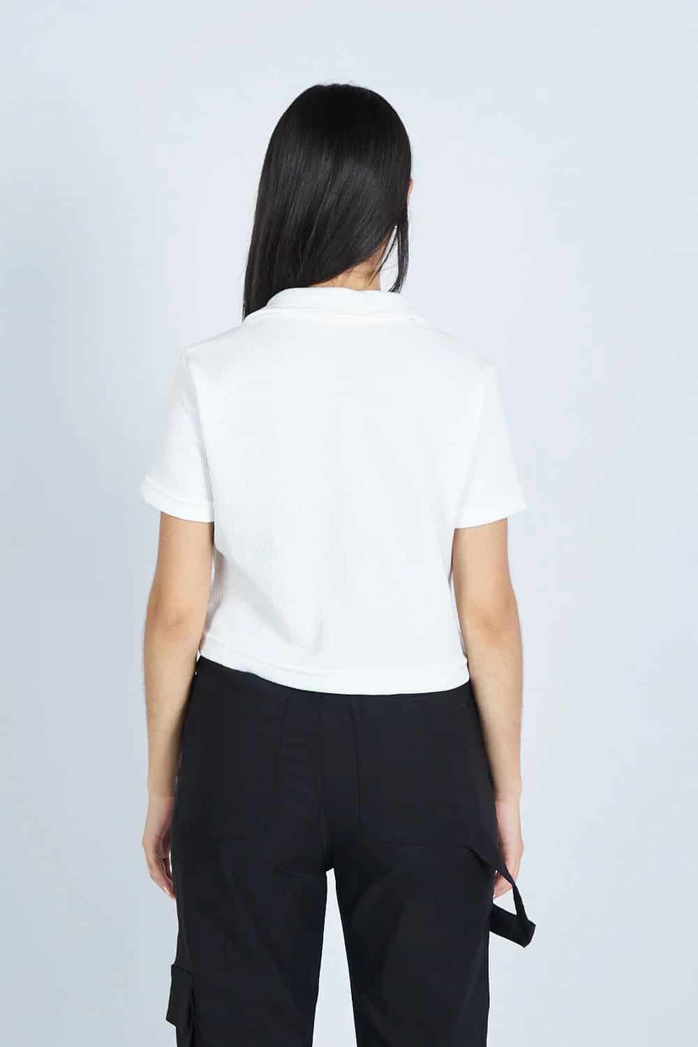 Lounge cropped Polo textura Blanca | Drop 03 | - miniatura 5