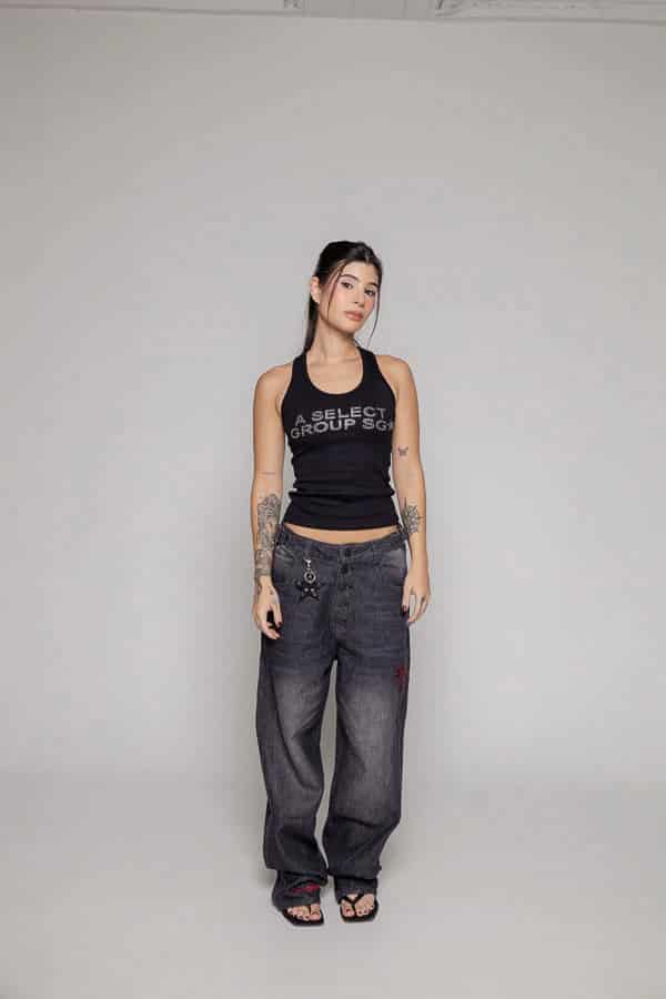Baggy Remainder Dama Stone-Negro - miniatura 2