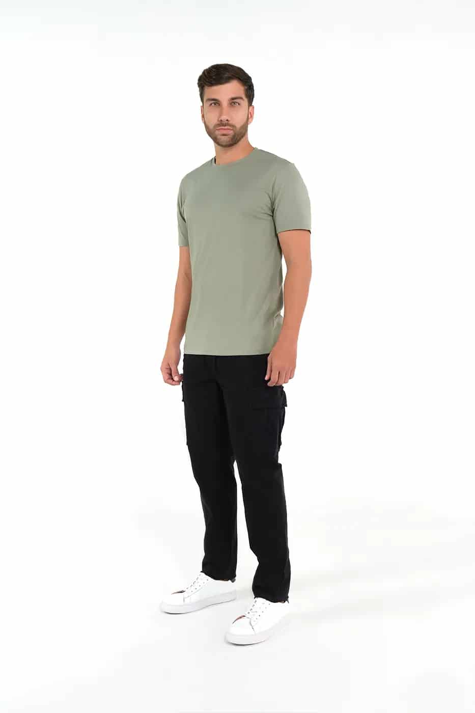 T-shirt Slim Fit 100% Algodón Verde Claro - miniatura 4