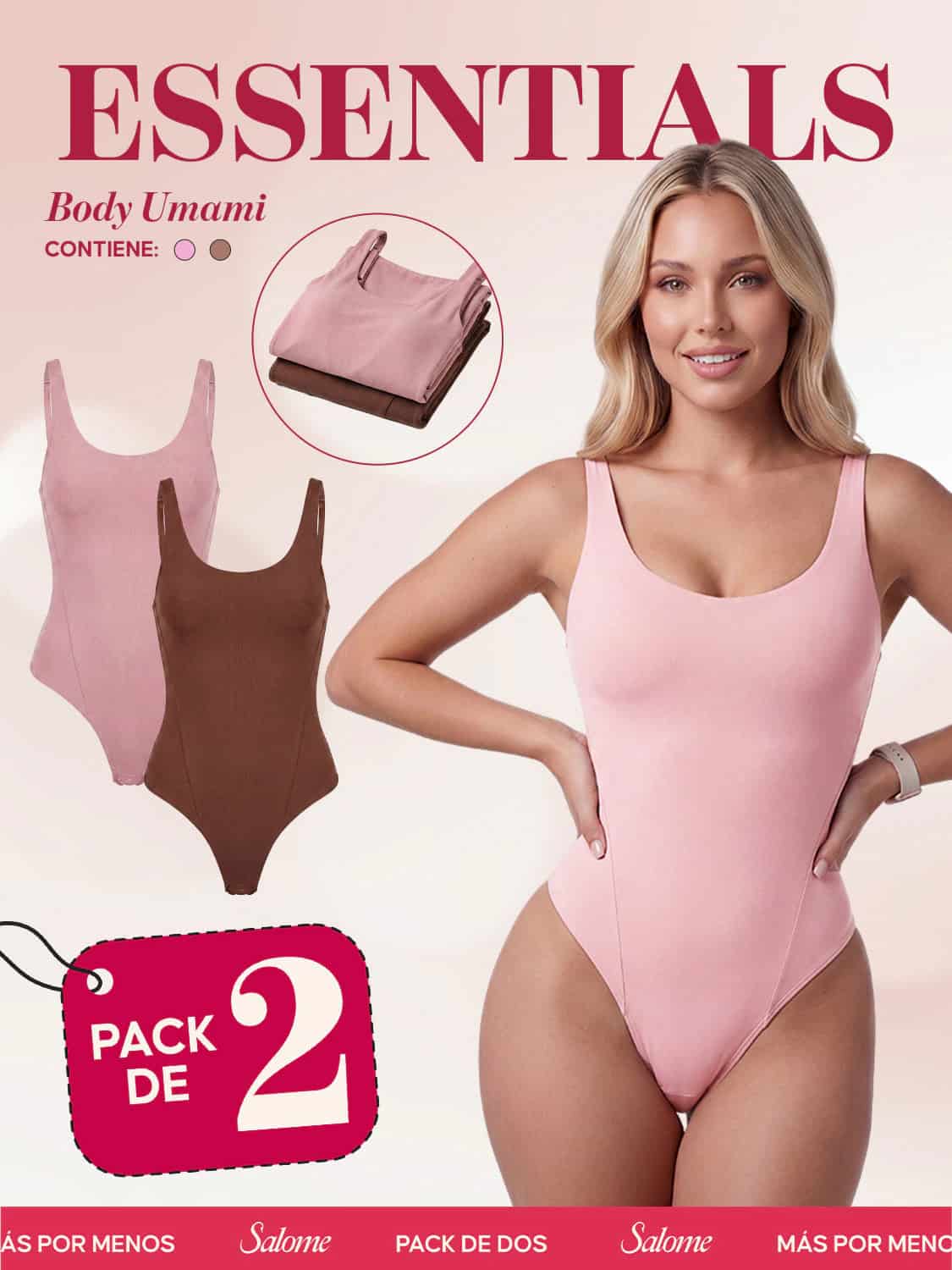 Paquete x2 Body Umami Escote Redondo, Tiras Finas y Tanga | 2-Pack Salome 5005 - miniatura 2