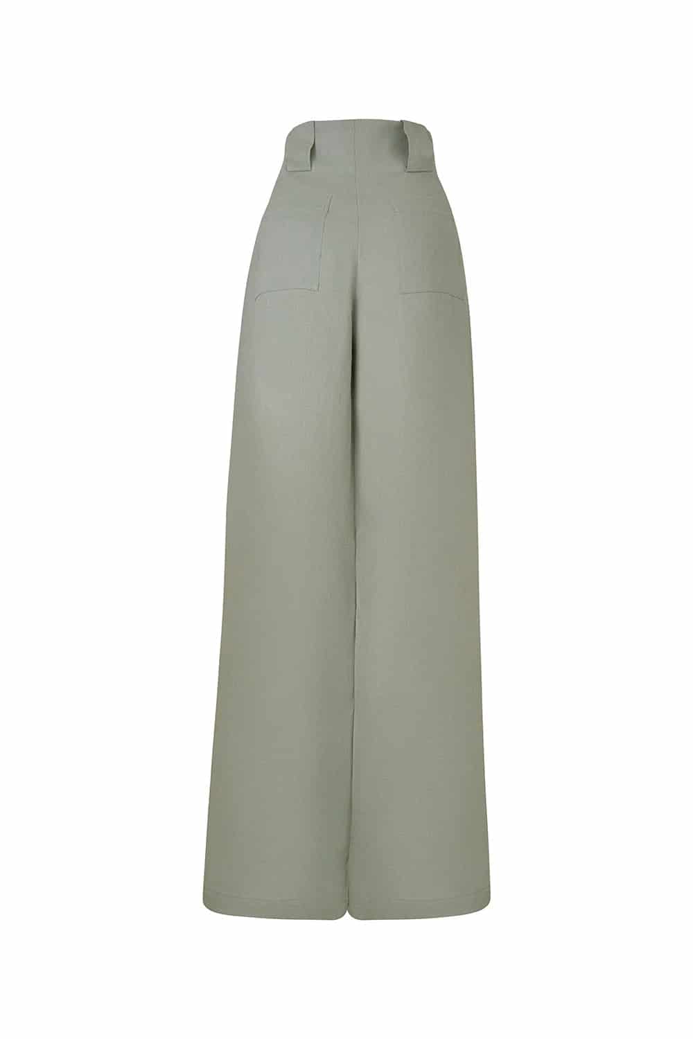 Pantalon New paulette Verde salvia lino - miniatura 2