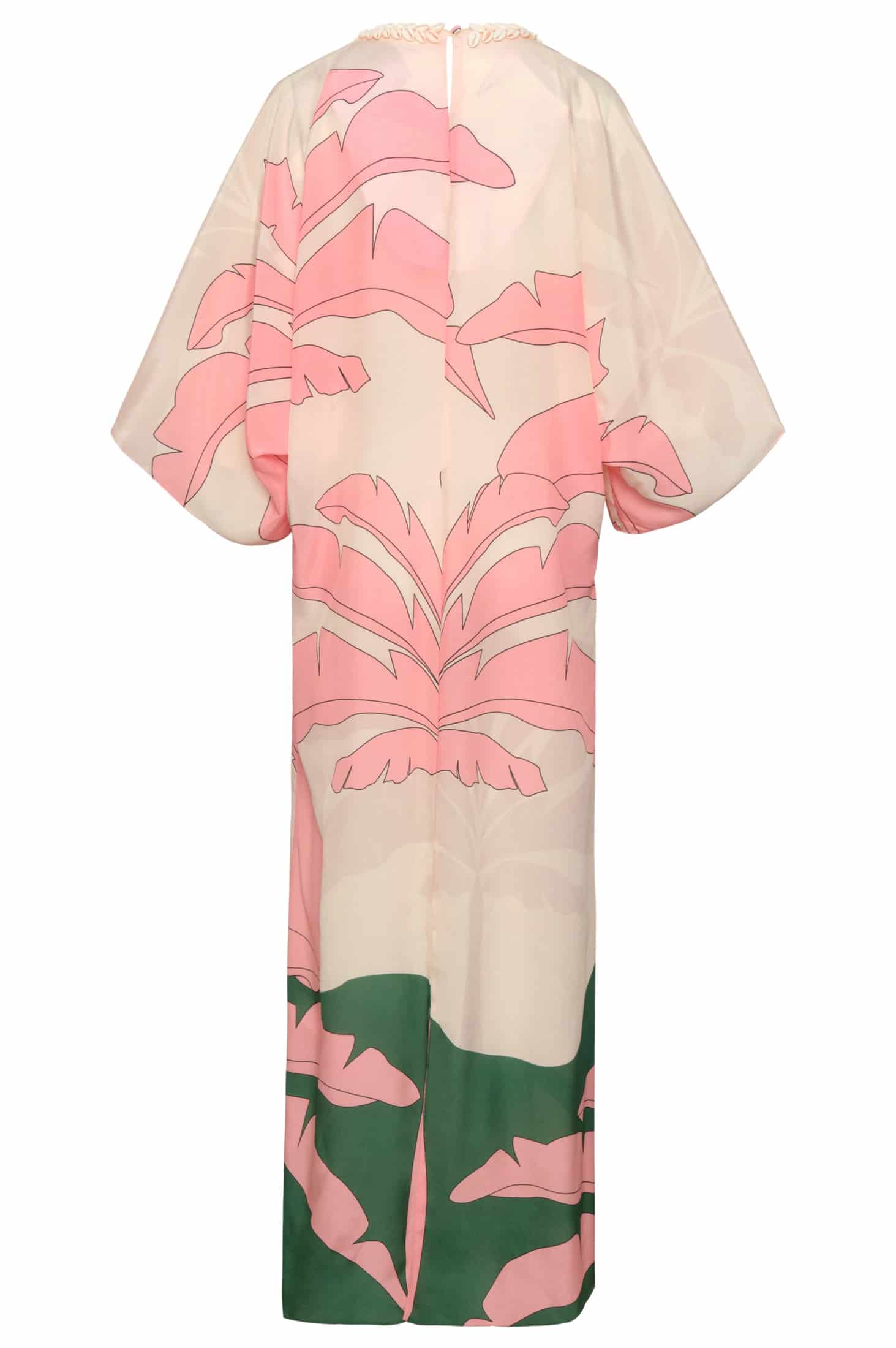Andina Hand-Embroidered Crepe Tunic / Peach Palms - miniatura 3