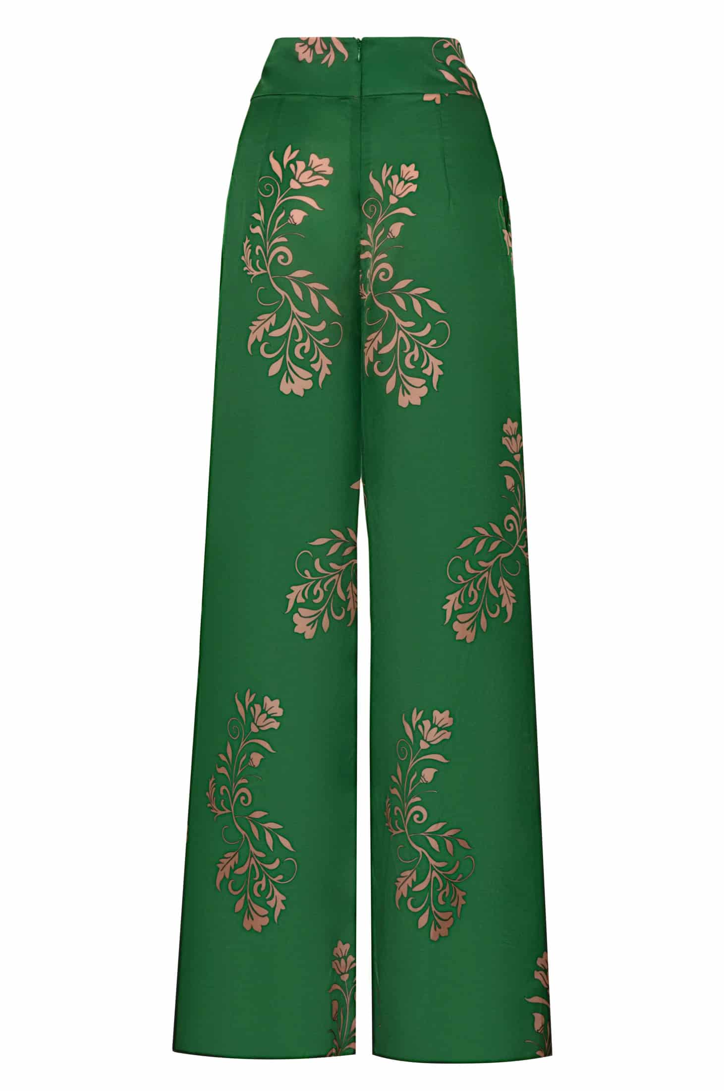 Fiol Cotton Silk Pants / Green Buganvilias - miniatura 3