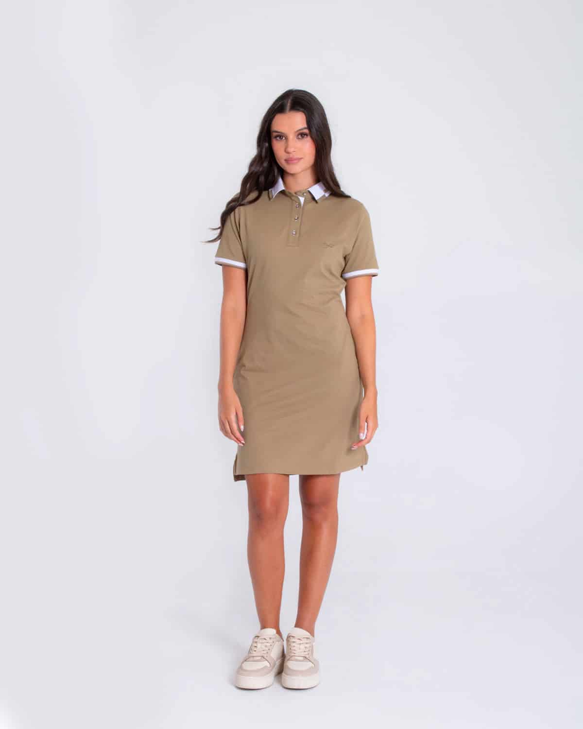 Vestido verde tipo polo para mujer - miniatura 1