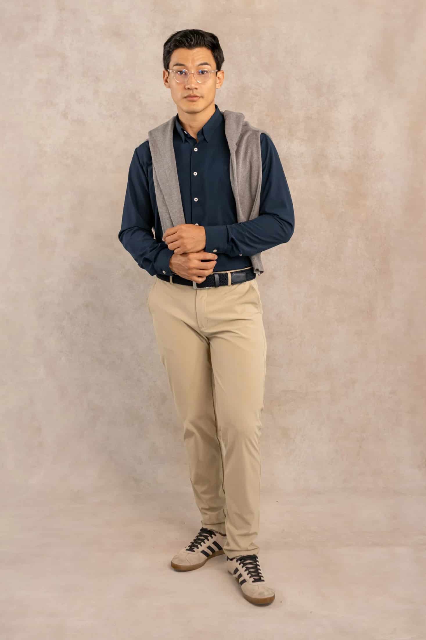 Camisa Performance Antiarrugas Azul Oscuro - miniatura 7