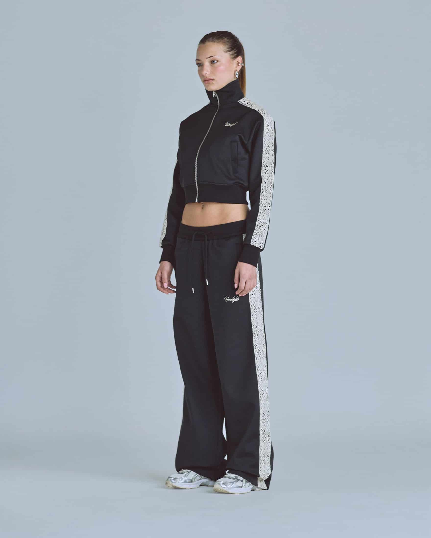 W Basics Undgld Lace-panel Track Jacket Black - miniatura 5