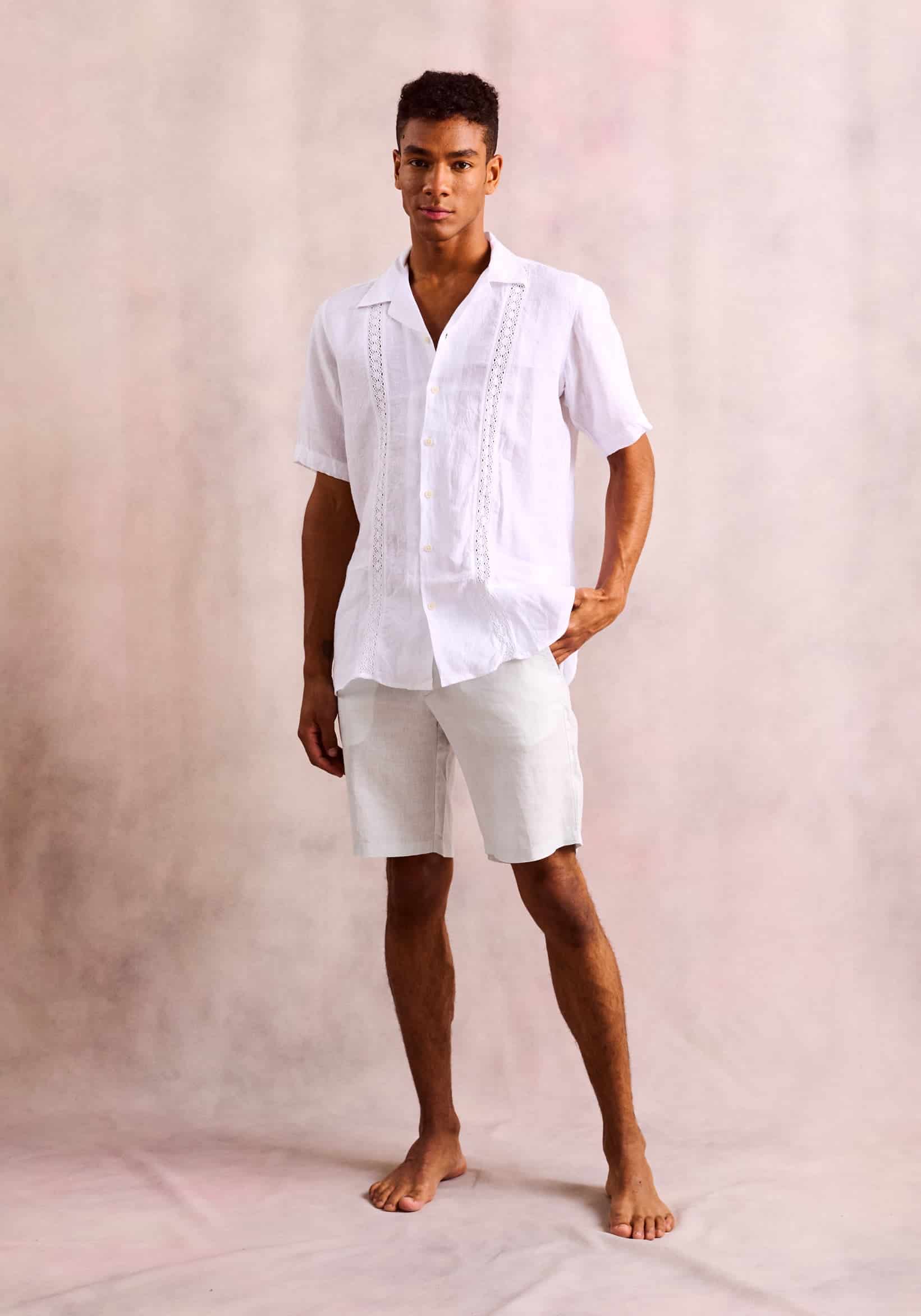 Camisa Guayabera Bol. Manga Corta Blanco - miniatura 2