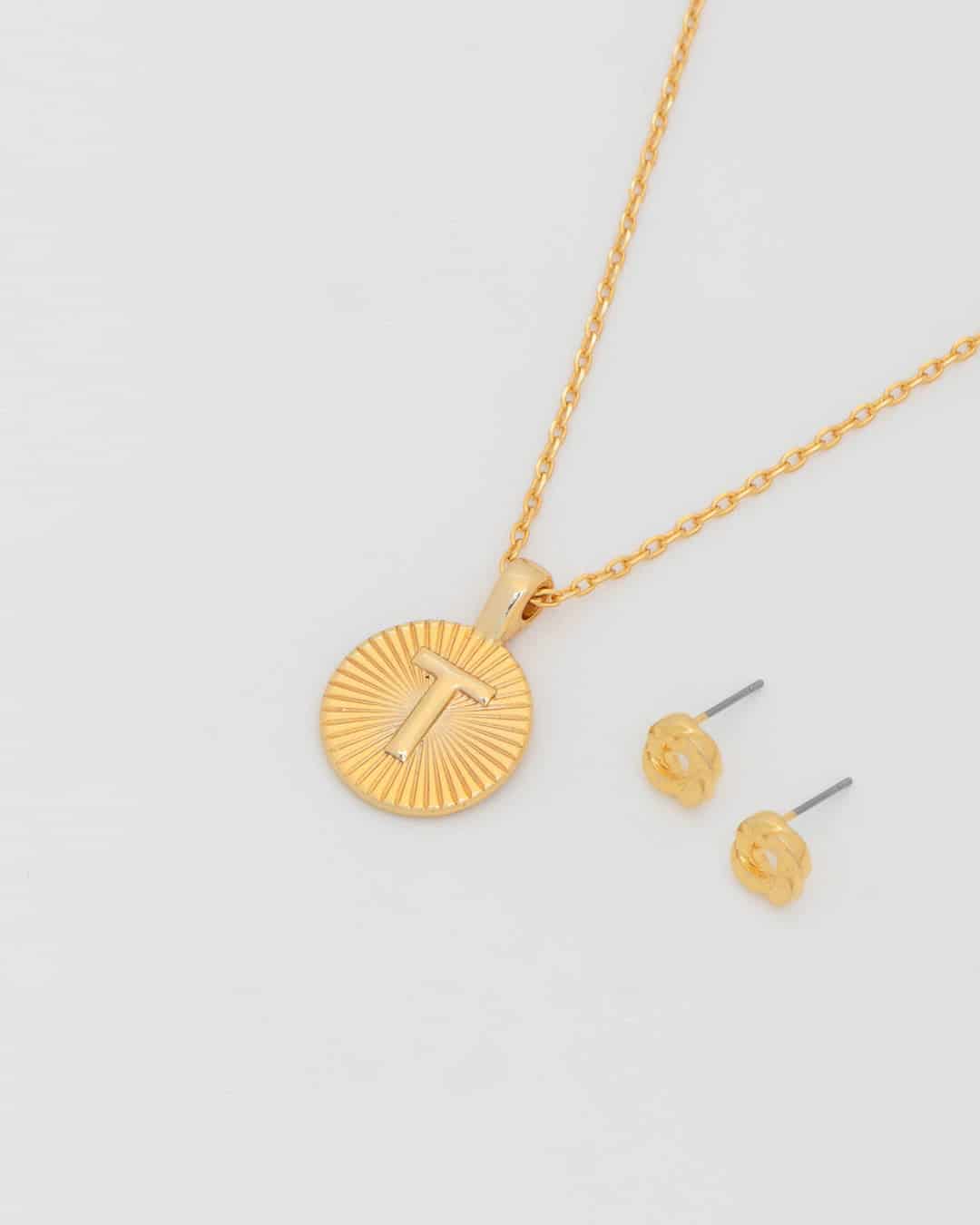 Collar Letra Destellos + Aretes - miniatura 4