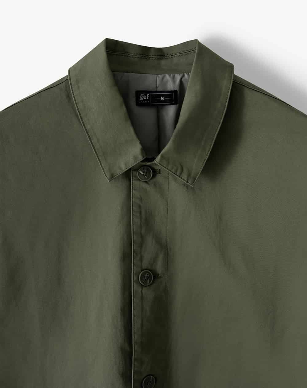 Chaqueta overshirt regular liviana verde oliva hombre - miniatura 8