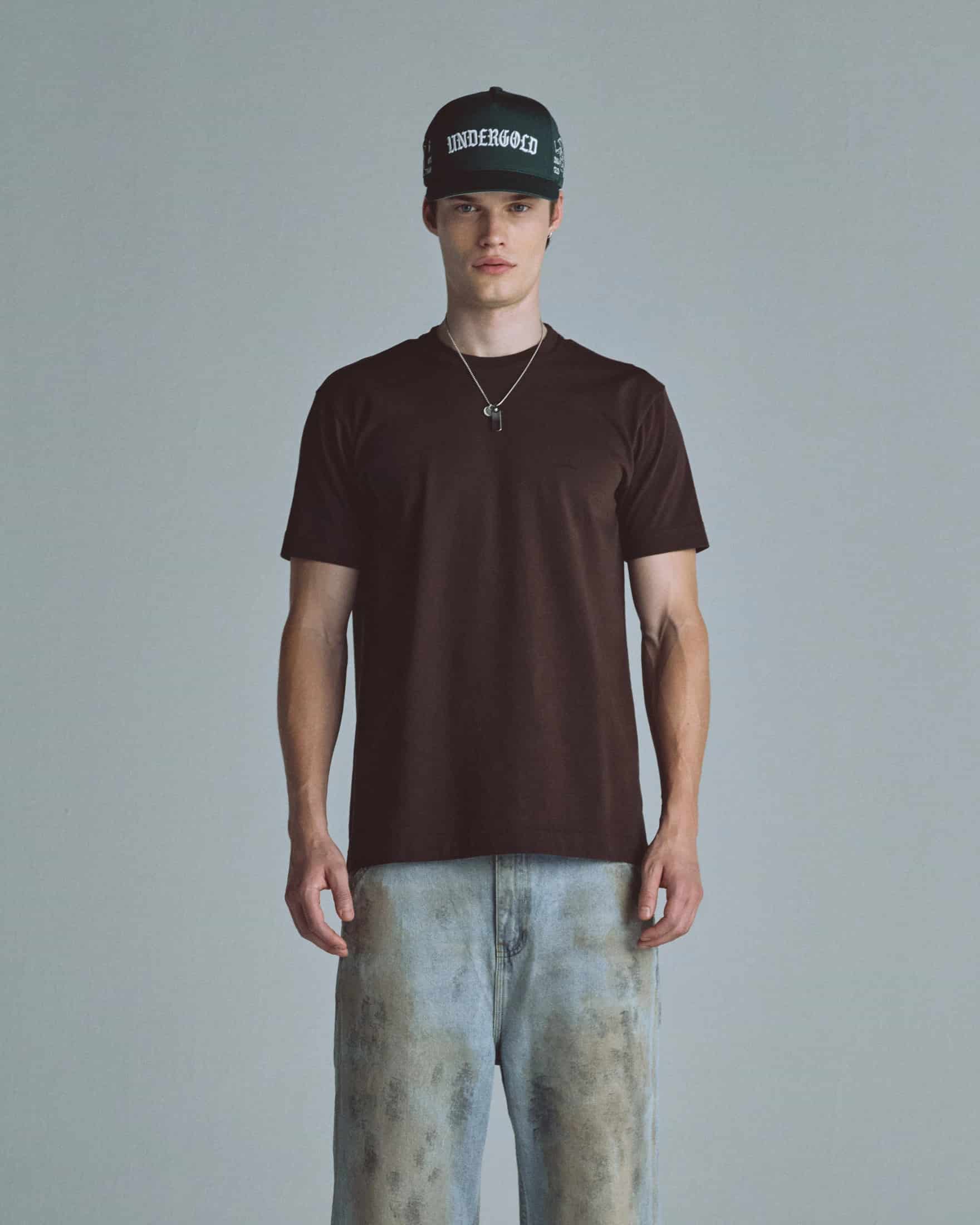 Basics Tiny Logo Regular Fit Tshirt Brown - miniatura 2