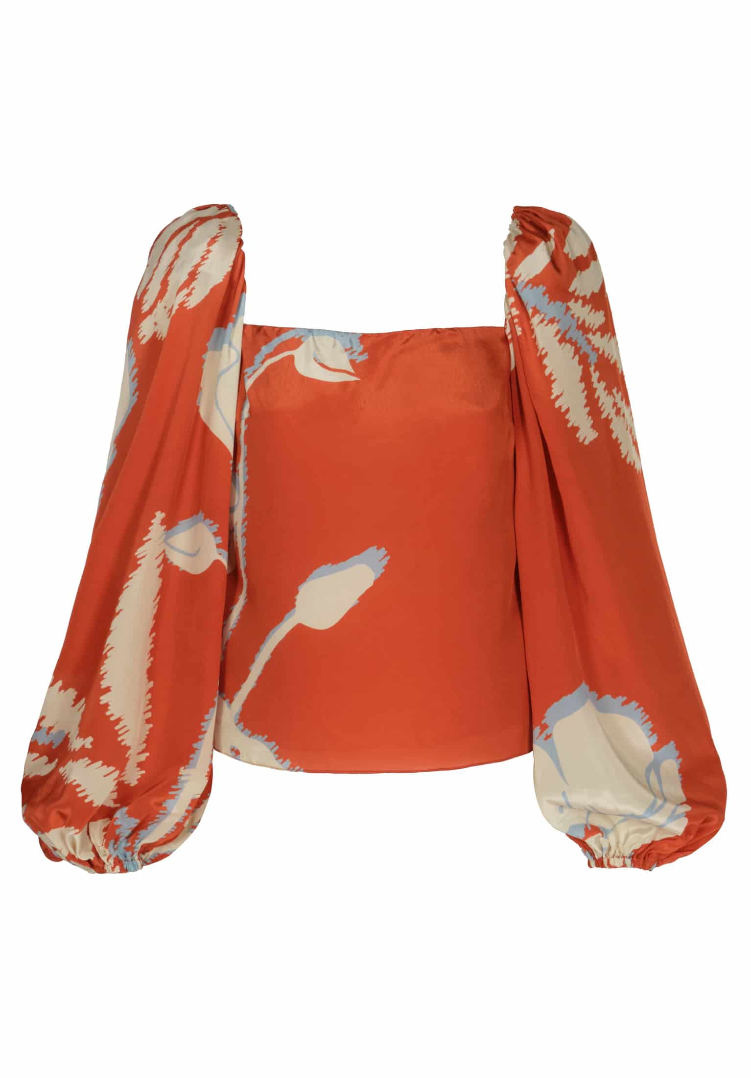 Celia Crepe Chine Blouse / Orange Gladiolos - miniatura 2