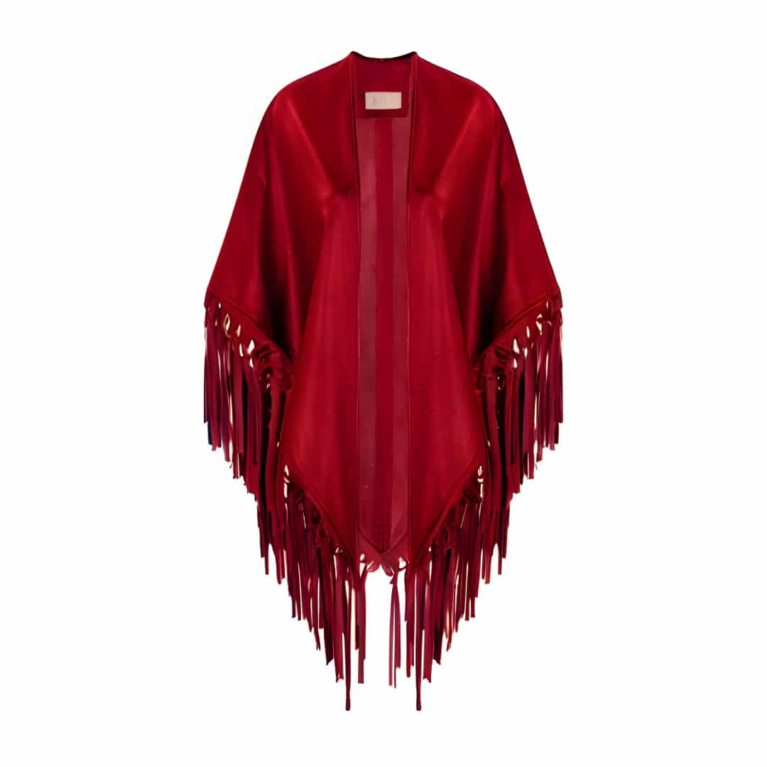 CECILIA SHAWL WITH FRINGES AND KNOTS - miniatura 2