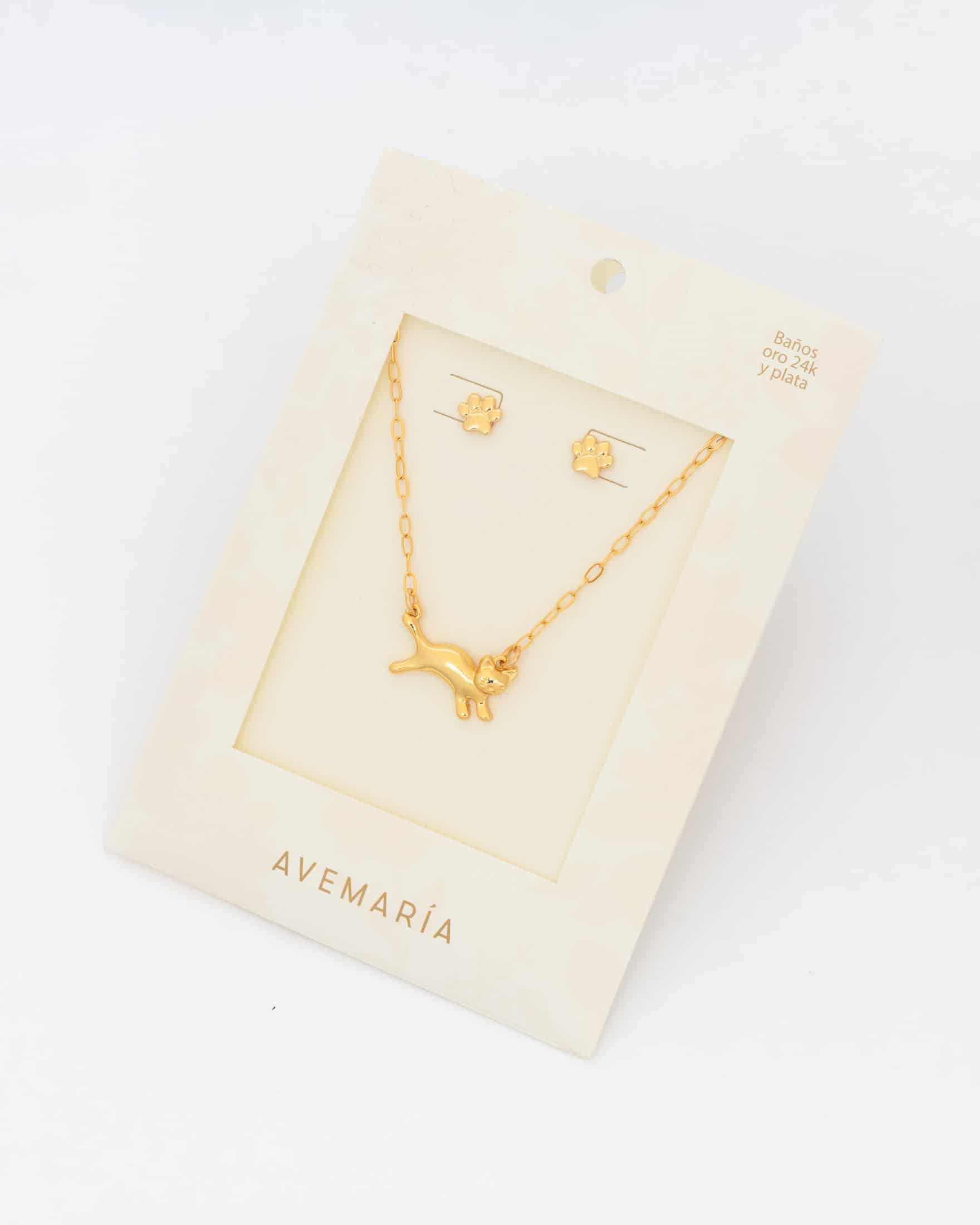 Set Collar Gato + Aretes Huella - miniatura 1