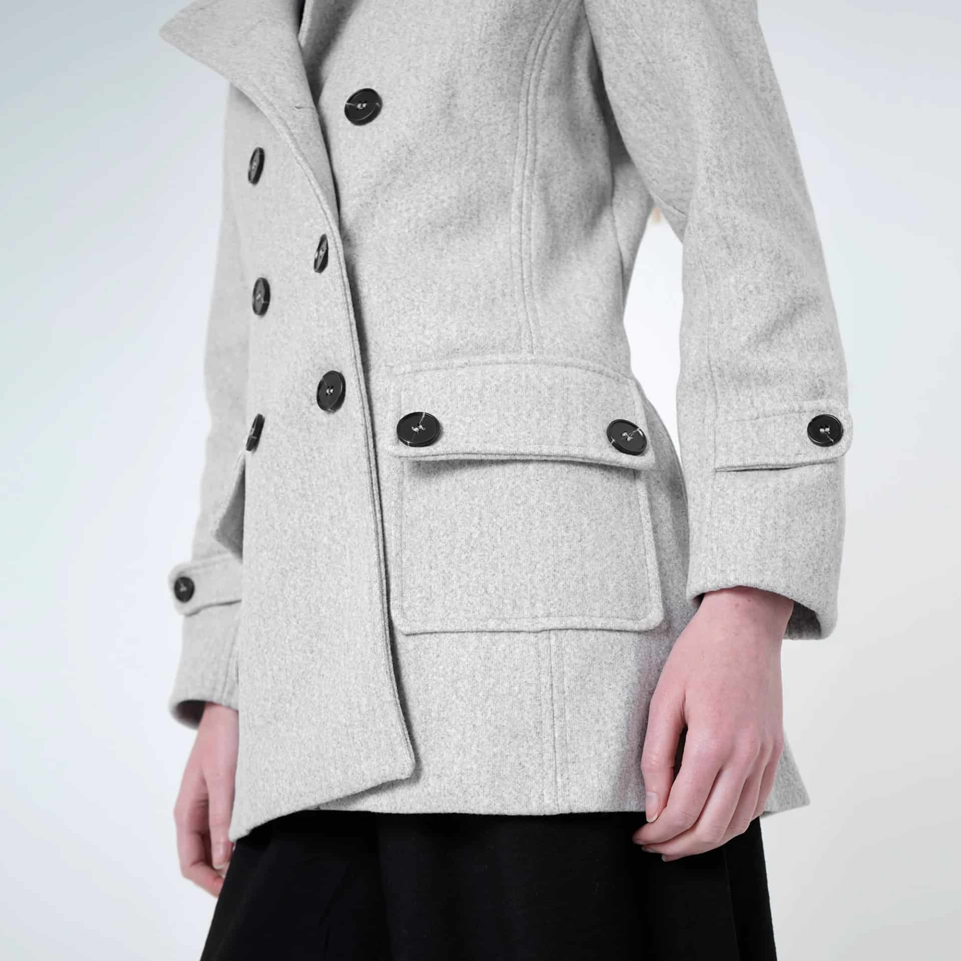 Chaqueta abrigo trench cruzado cuello solapa con capucha - miniatura 9