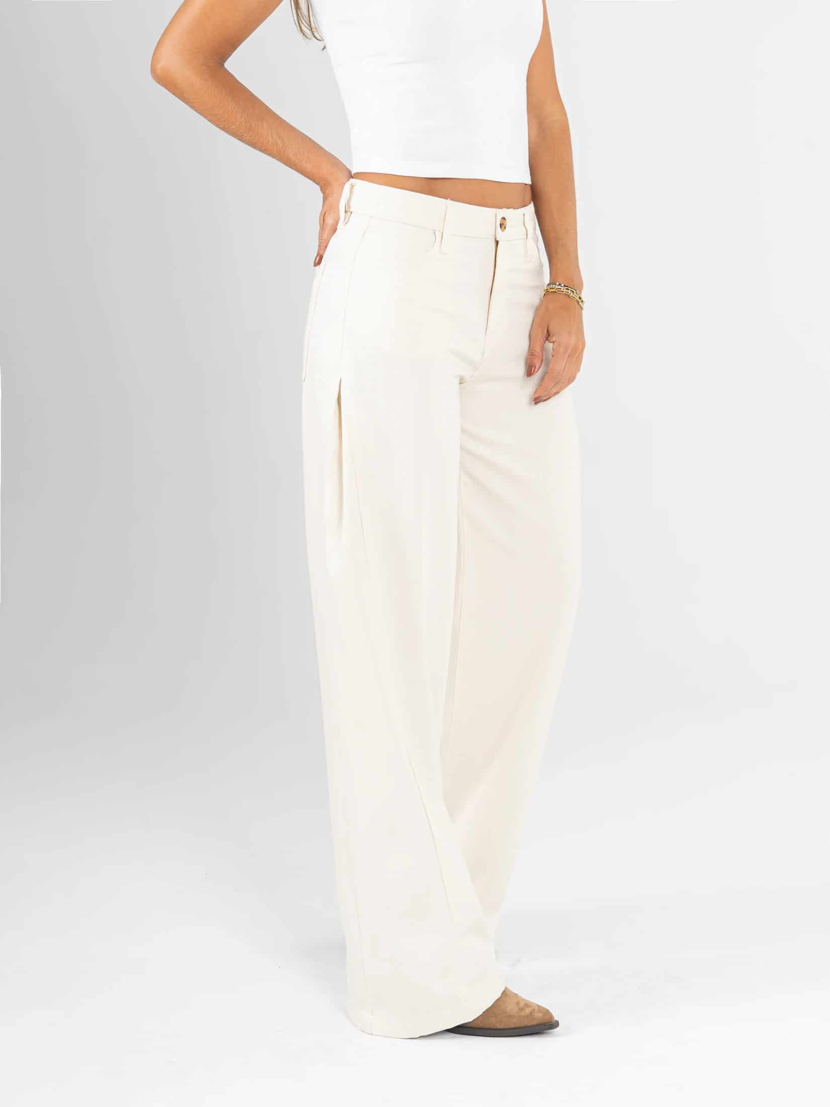 Ref: 0620489 Pantalón palazzo, rígido, tiro medio, corte en costado, tono natural - miniatura 4