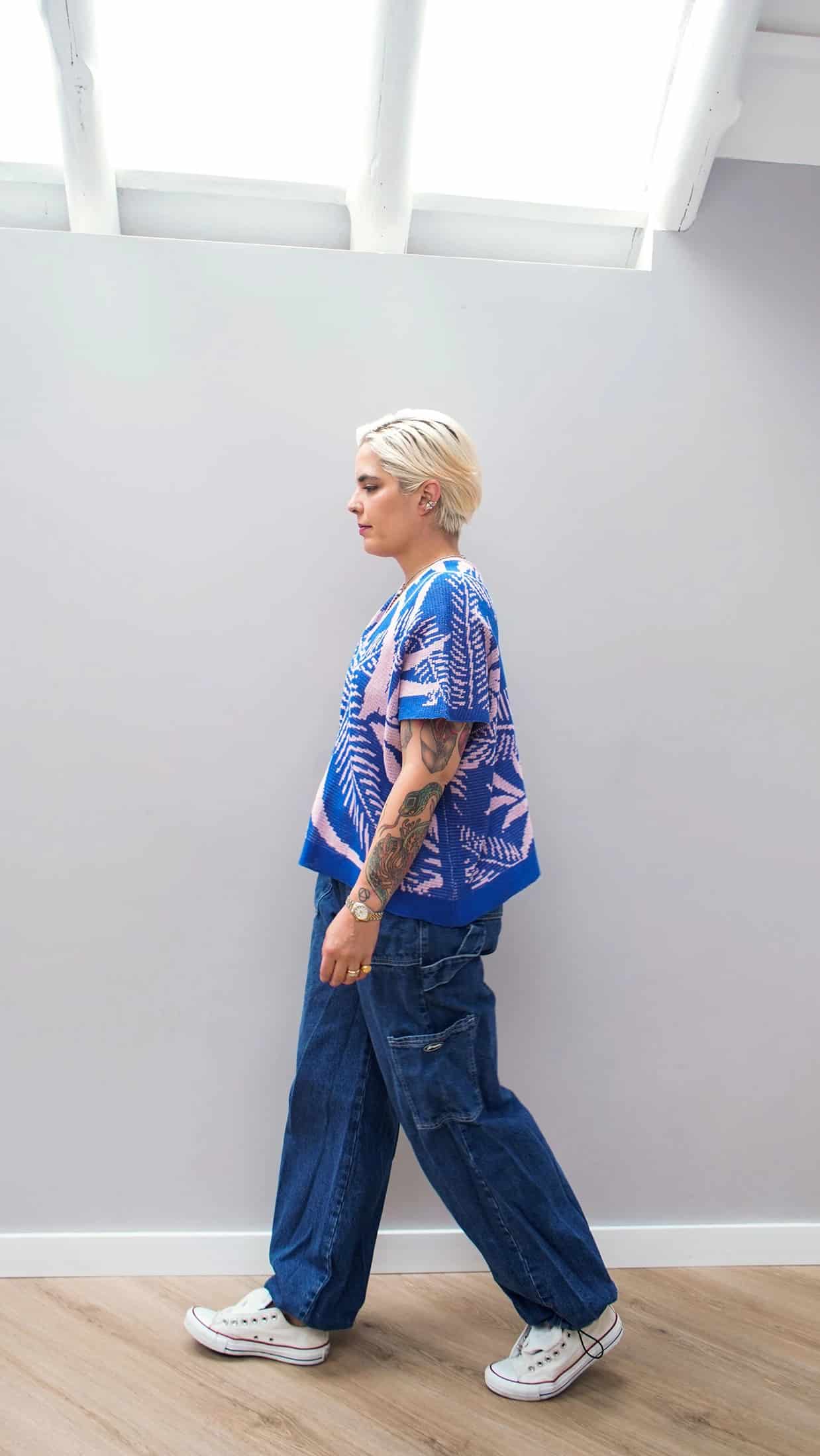 Blusa Palmas - azul rey y rosado - miniatura 11