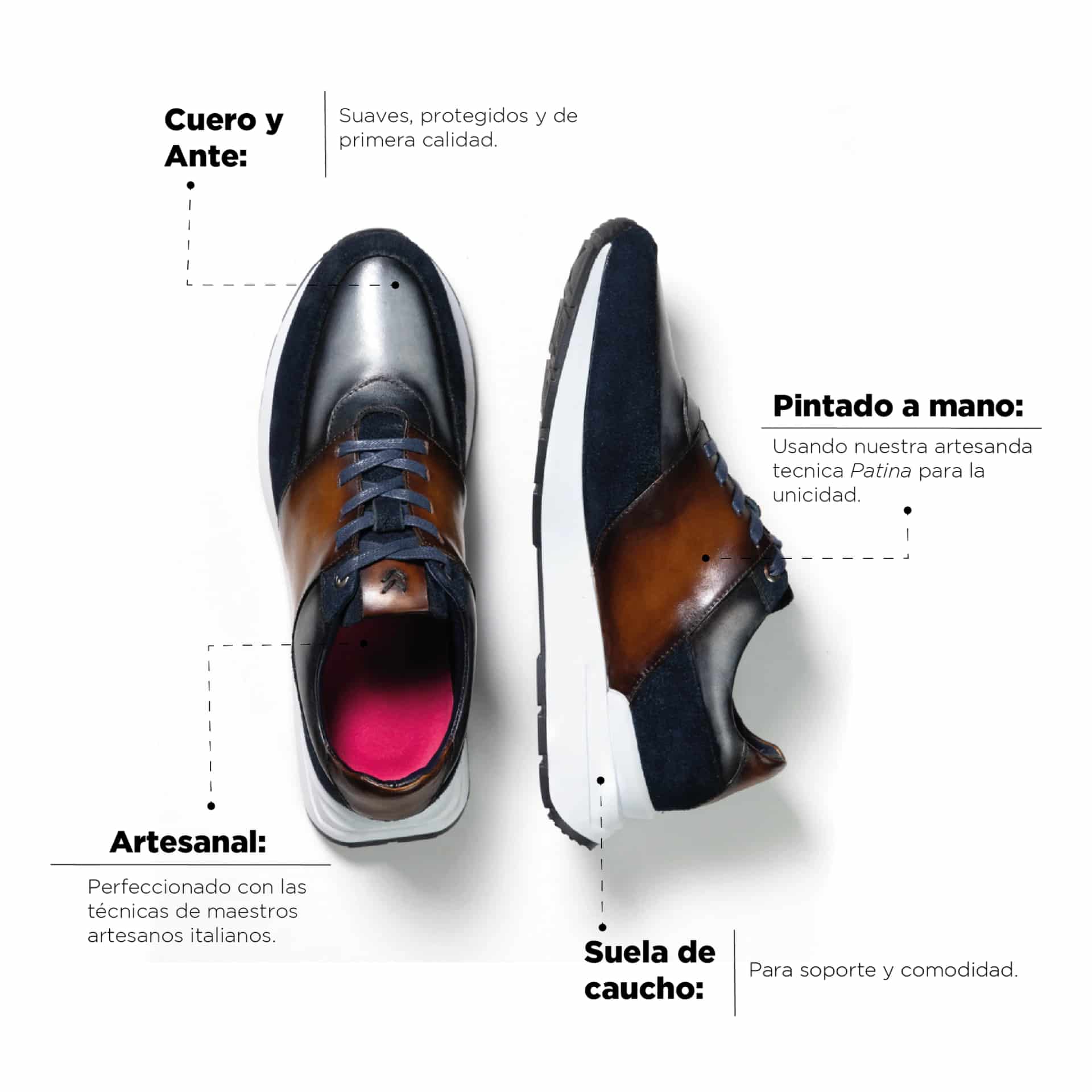 Sneaker Arezzo Azul-Caramelo - miniatura 3