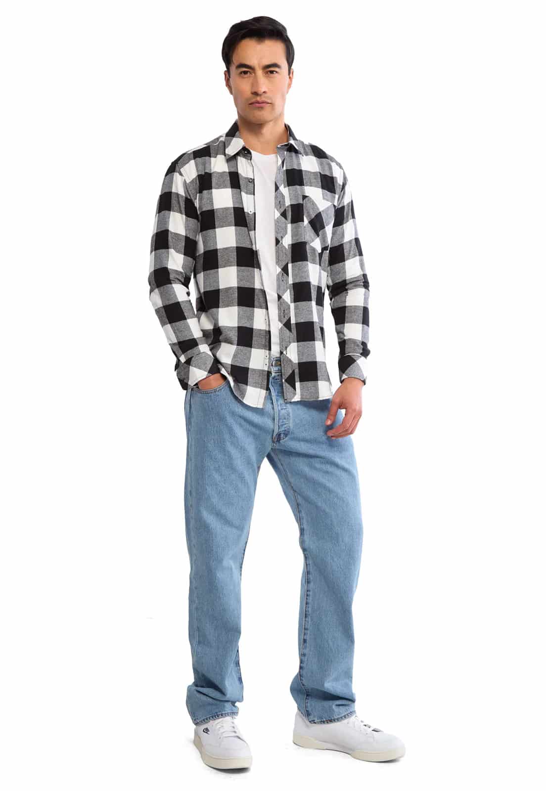 Camisa leñadora blanco con negro - miniatura 10