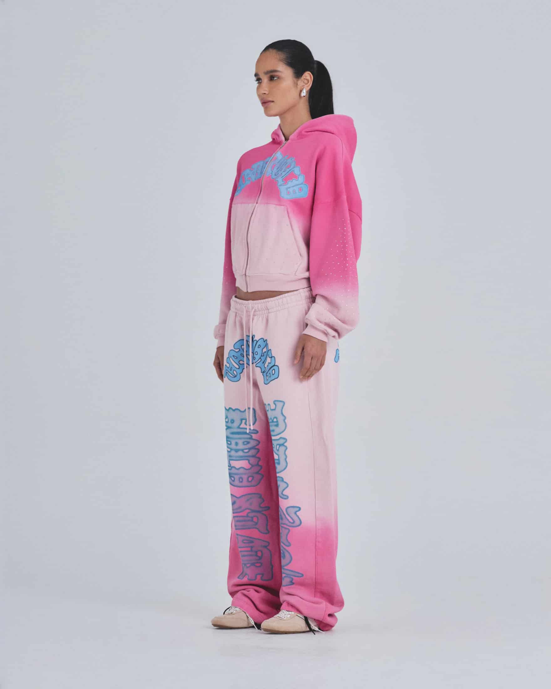 W Holy State UNDRGLD Zip Up Boxy Fit Hoodie Faded Pink - miniatura 5