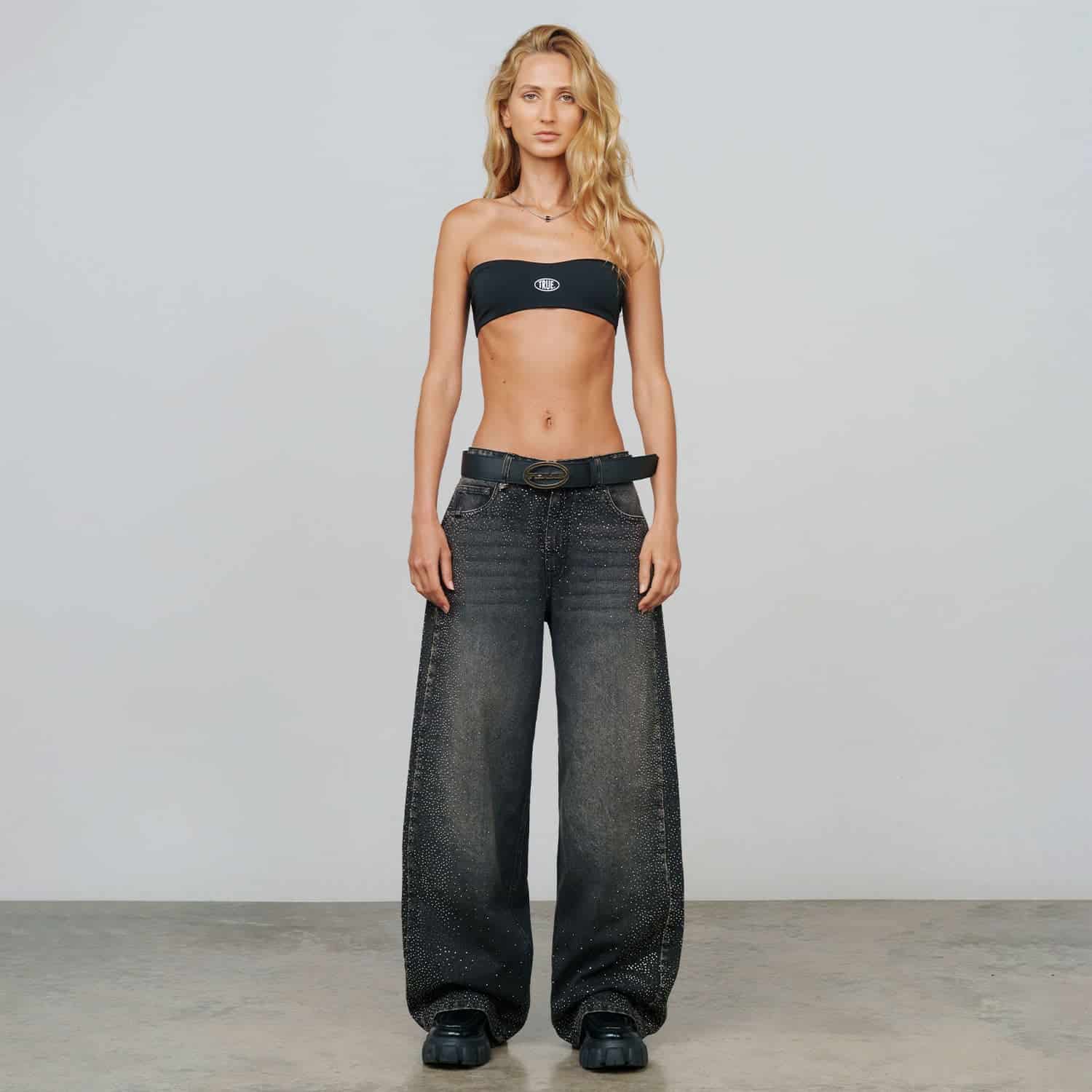 Starry Wide-Leg Jeans - Black - miniatura 4