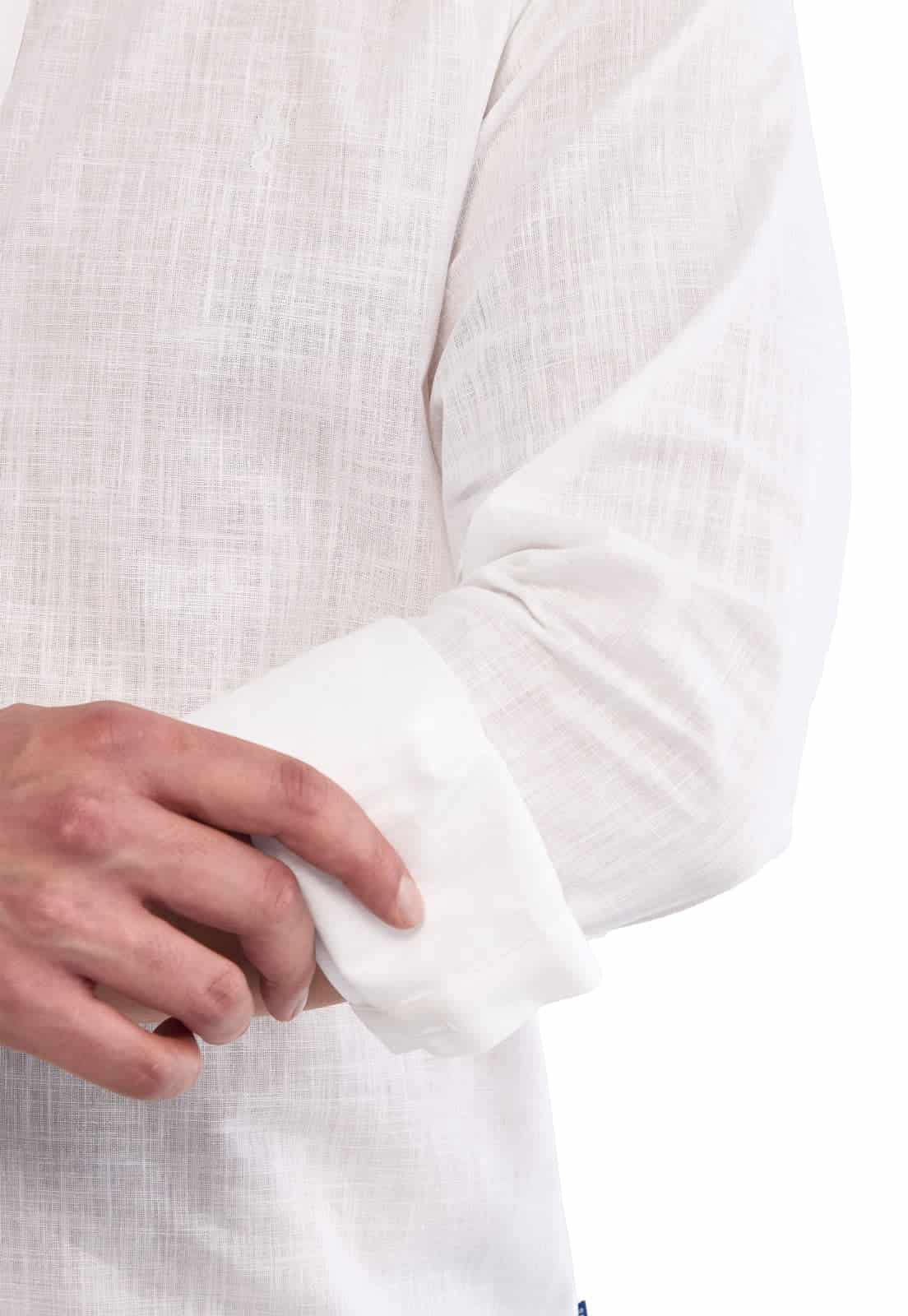 Camisa Manga Larga 100% Algodón tipo Lino Blanca - miniatura 3