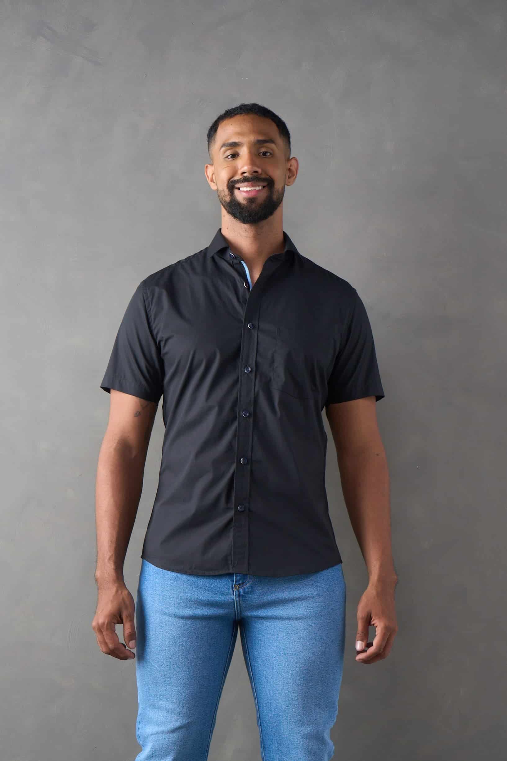 Camisa manga corta slim fit negro - miniatura 1