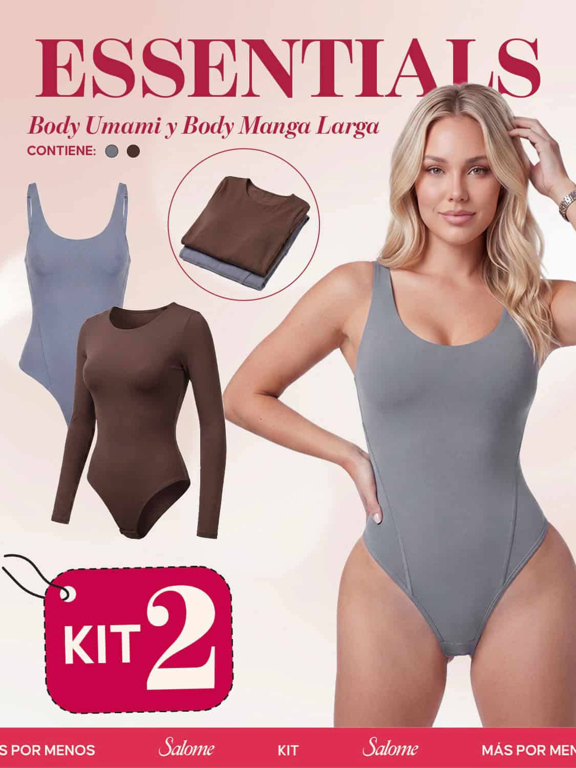Kit Body Diario Umami Tiras Finas & Manga Larga Microfibra | Salome 5005 + 5008 | 03L5 - miniatura 1