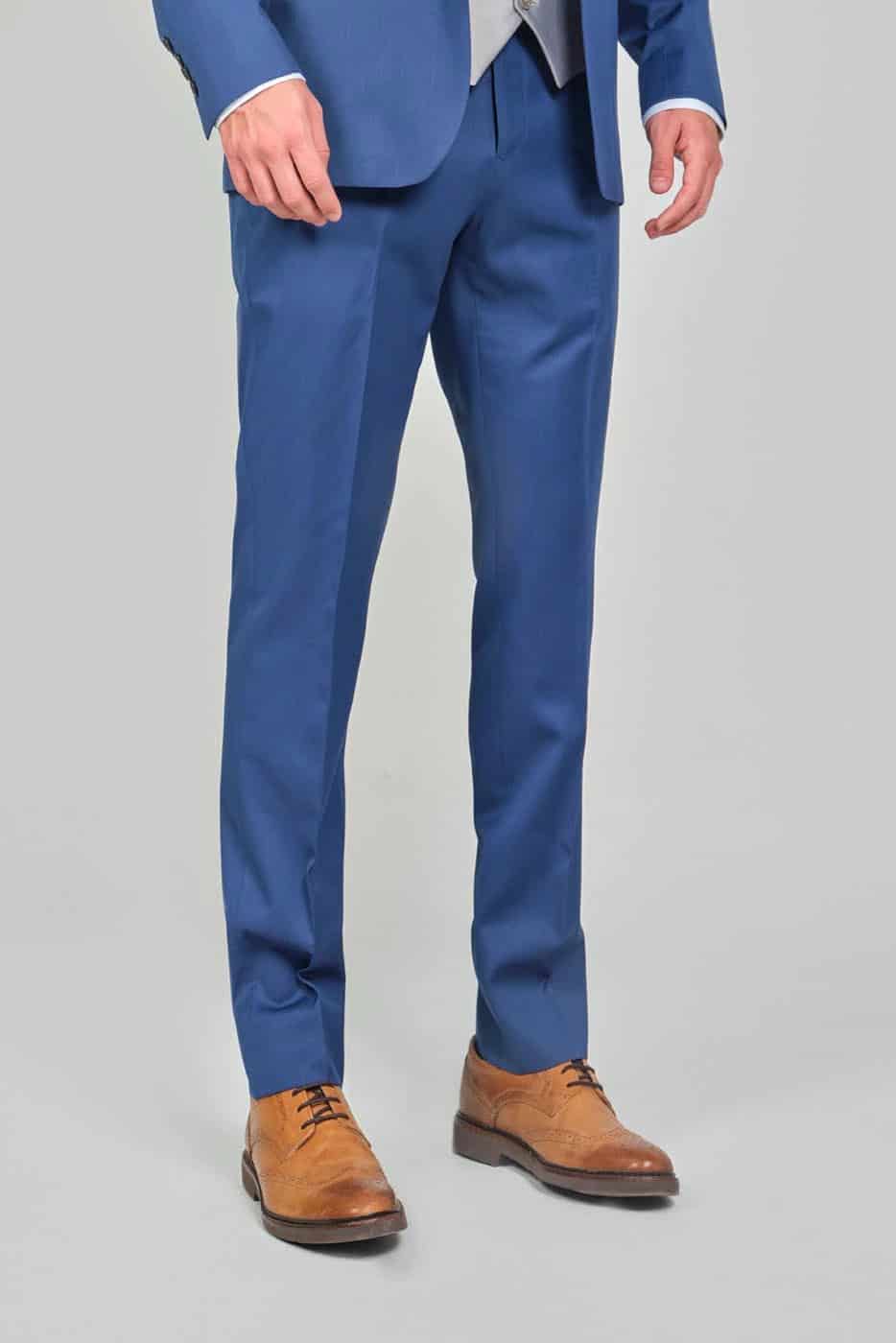 Traje Formal Sobre Medida Paño Tropical Azul Indigo - miniatura 3