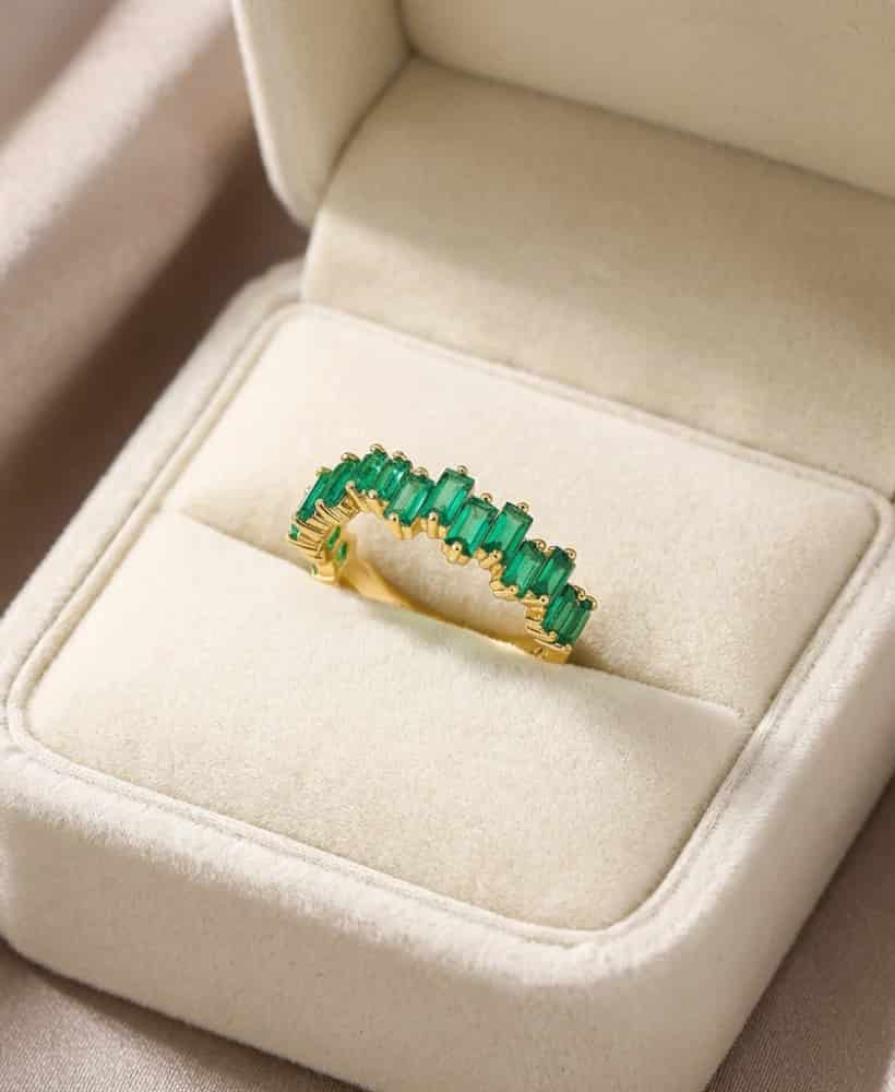 Anillo Esmeraldas Colombianas Oro 18K - miniatura 2