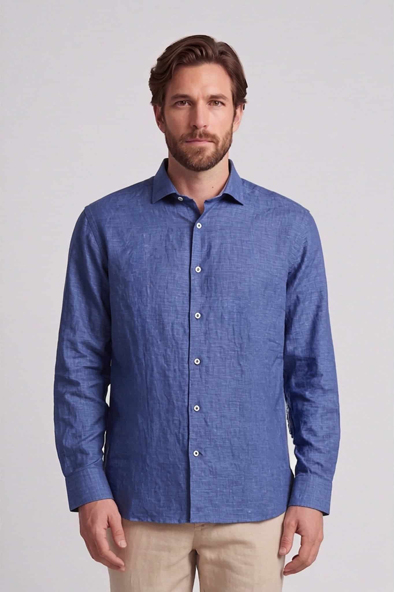 Camisa manga larga en Lino para hombre Jon Sonen 010225056 - miniatura 1