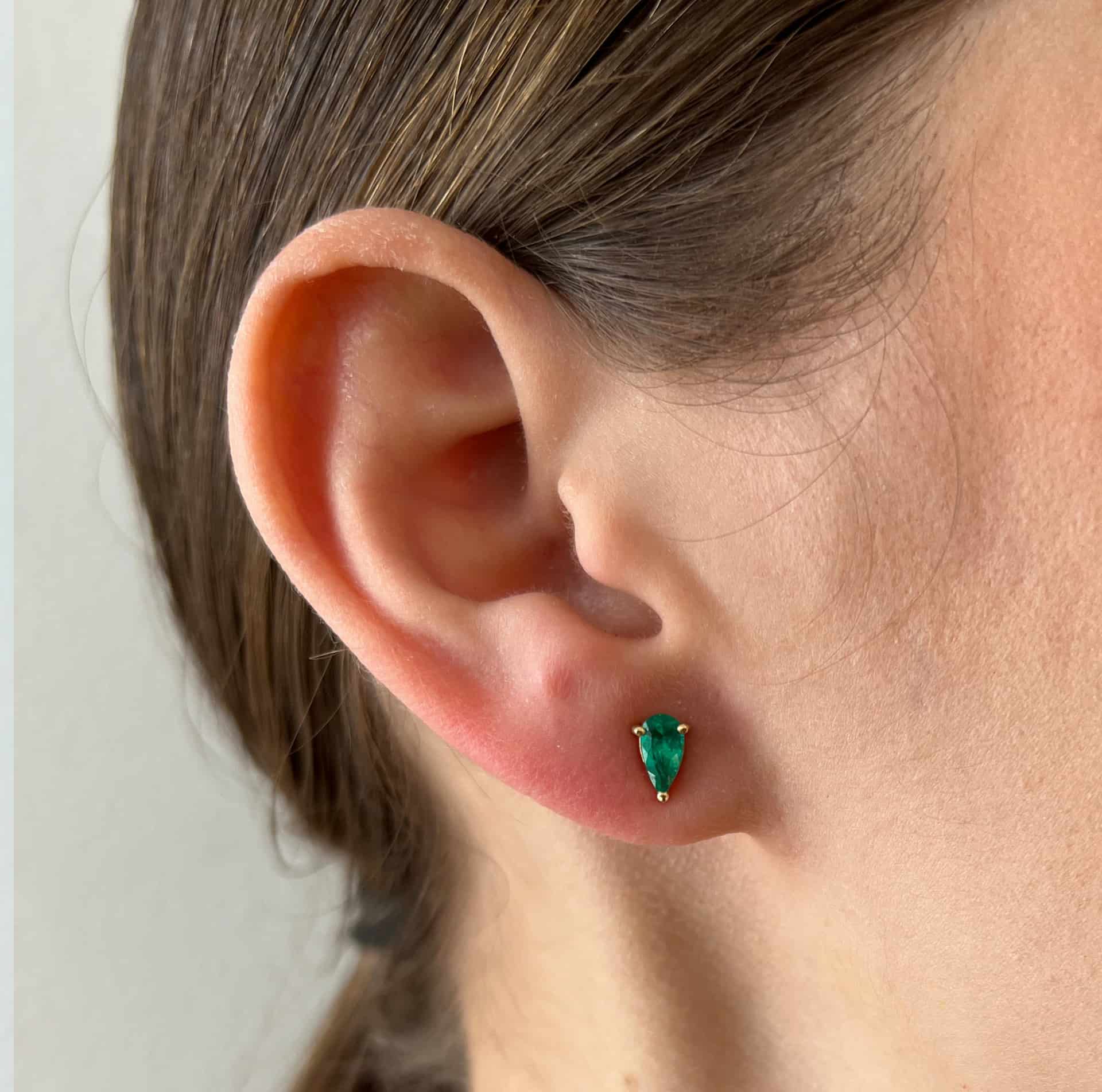 Aretes Topo Gota de Esmeralda V1 - miniatura 3