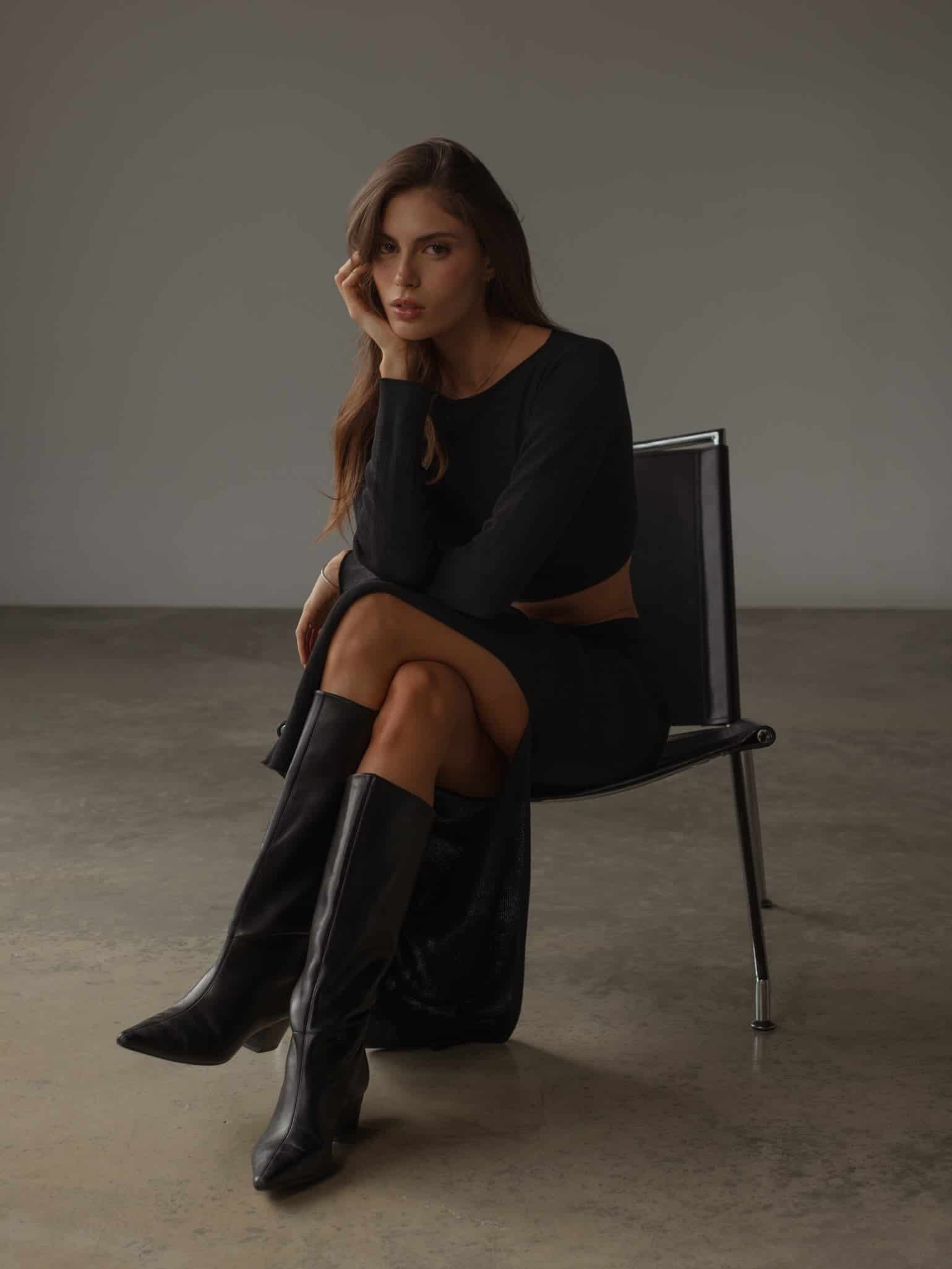 EDGE KNIT DRESS - BLACK - miniatura 2