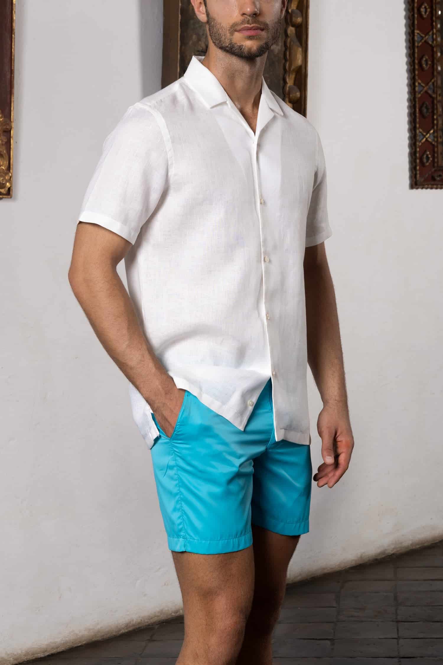 Men's linen shirt white kokan - miniatura 3
