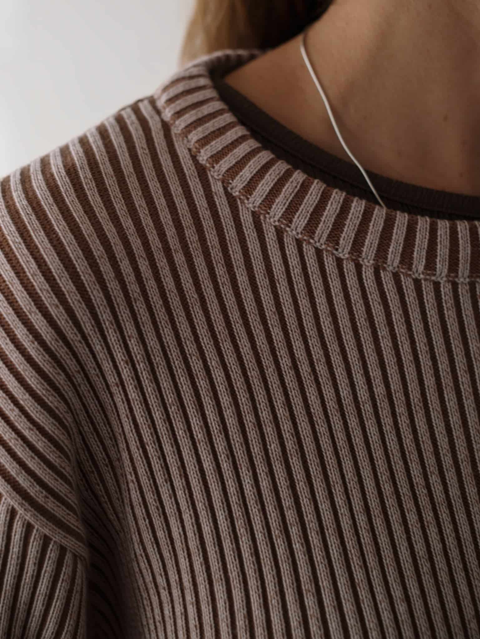 CHUNKY RIB SWEATER - NATURAL & BROWN - miniatura 6